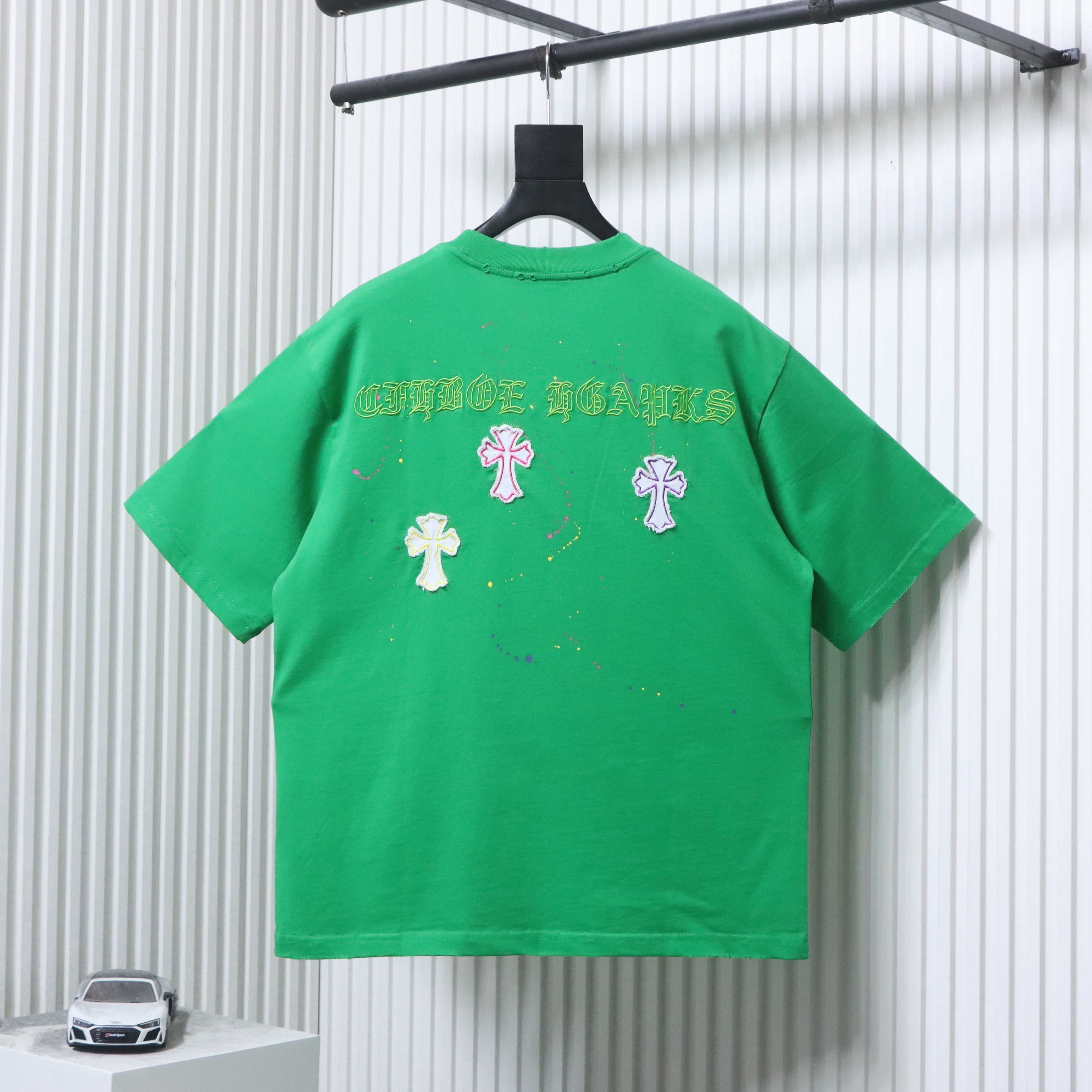 Chrome Hearts 26SS Graffiti Cross Applique Embroidery T-Shirt