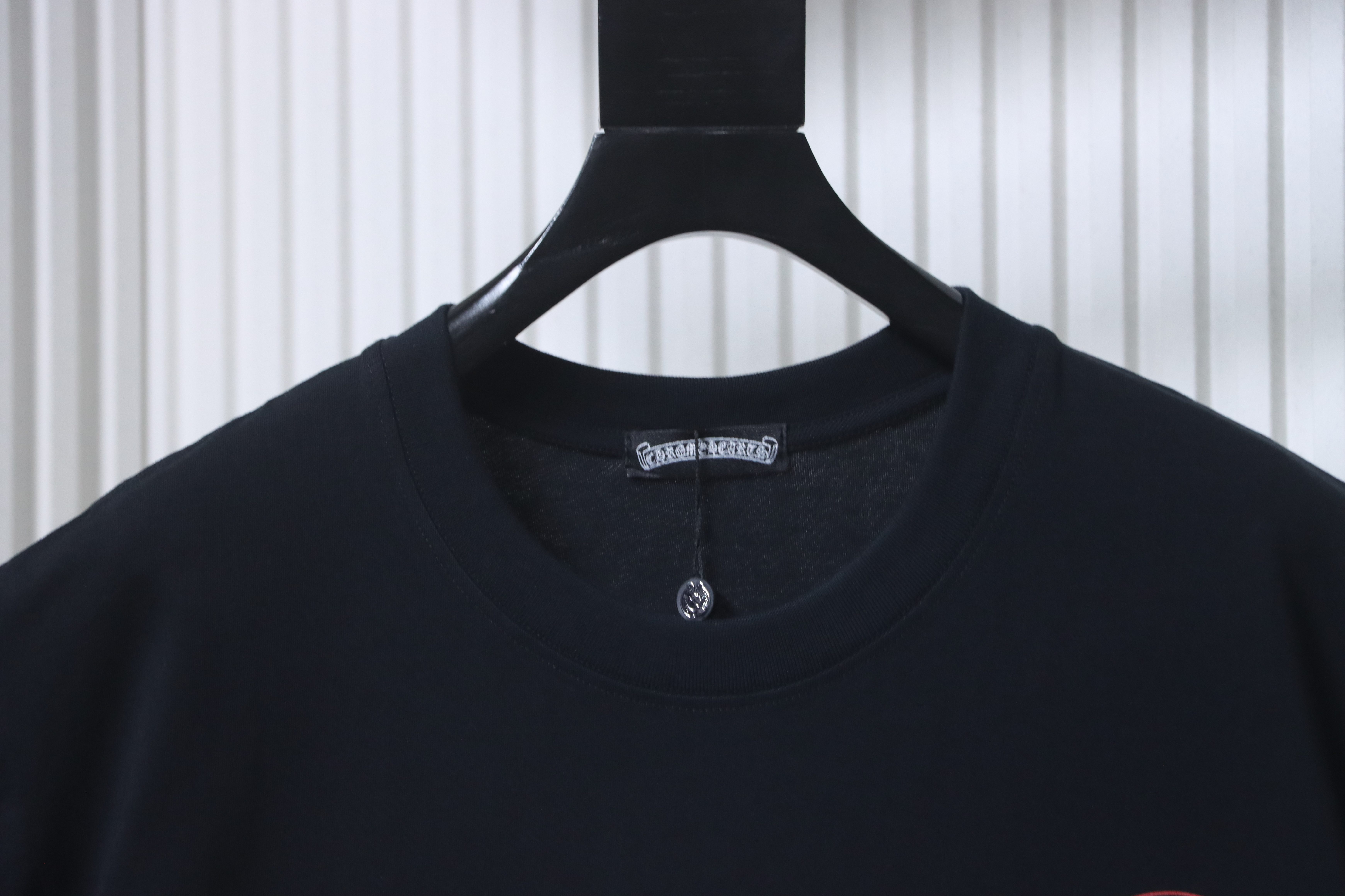 Chrome Hearts 26SS Pink Outline Horseshoe Print American Streetwear Oversized Short Sleeve T-Shirt Black h150