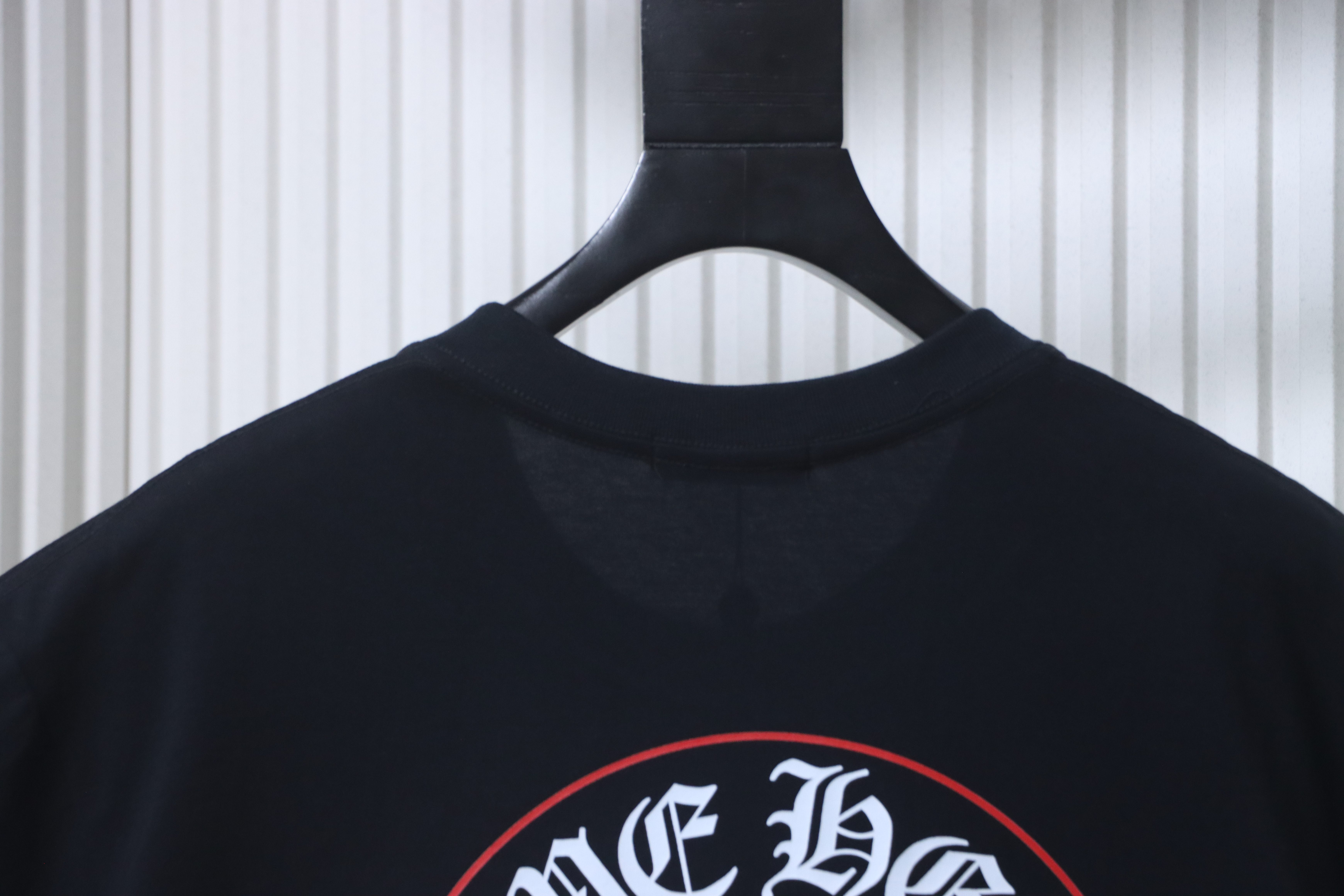 Chrome Hearts 26SS Pink Outline Horseshoe Print American Streetwear Oversized Short Sleeve T-Shirt Black h150