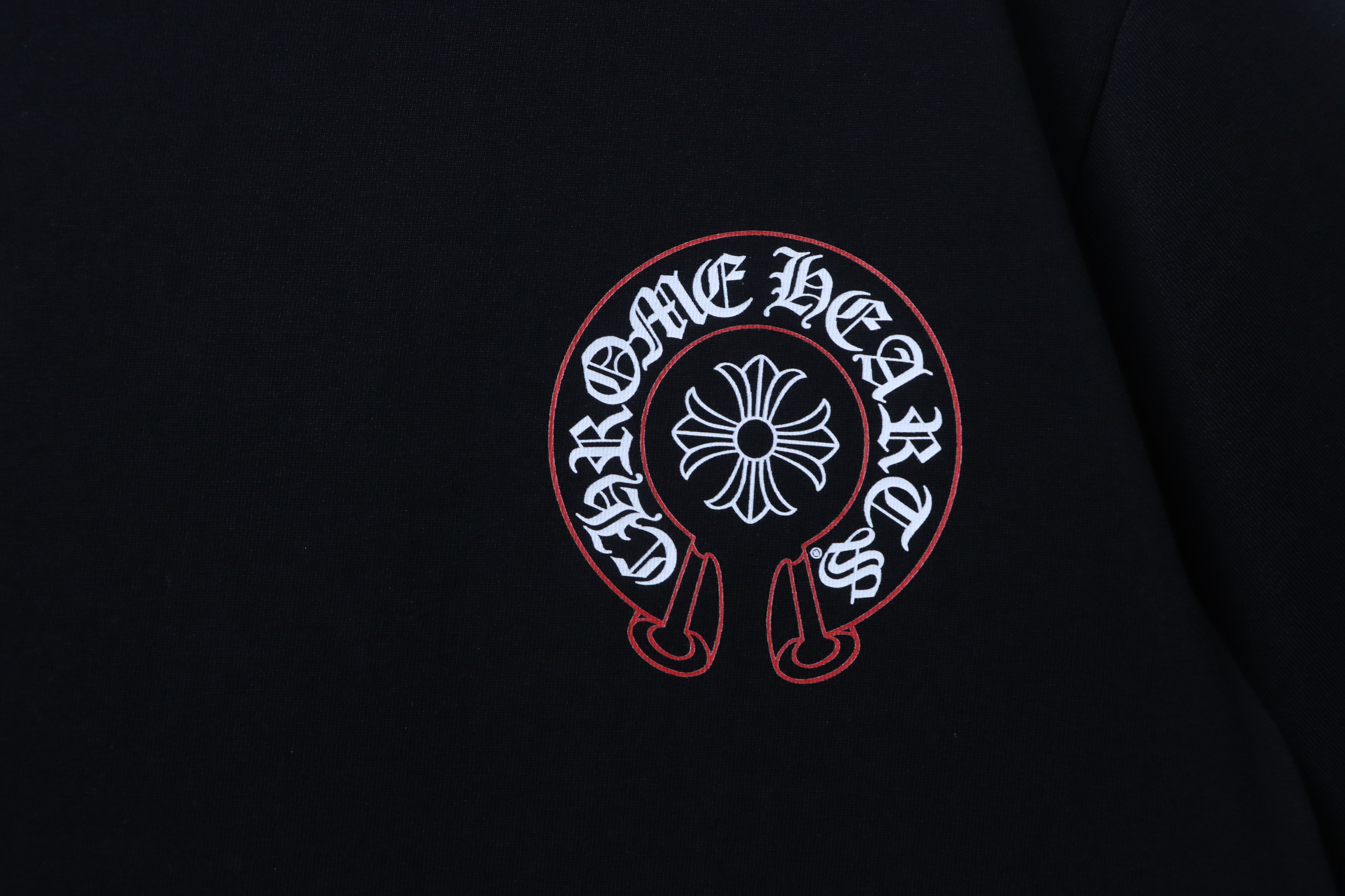 Chrome Hearts 26SS Pink Outline Horseshoe Print American Streetwear Oversized Short Sleeve T-Shirt Black h150