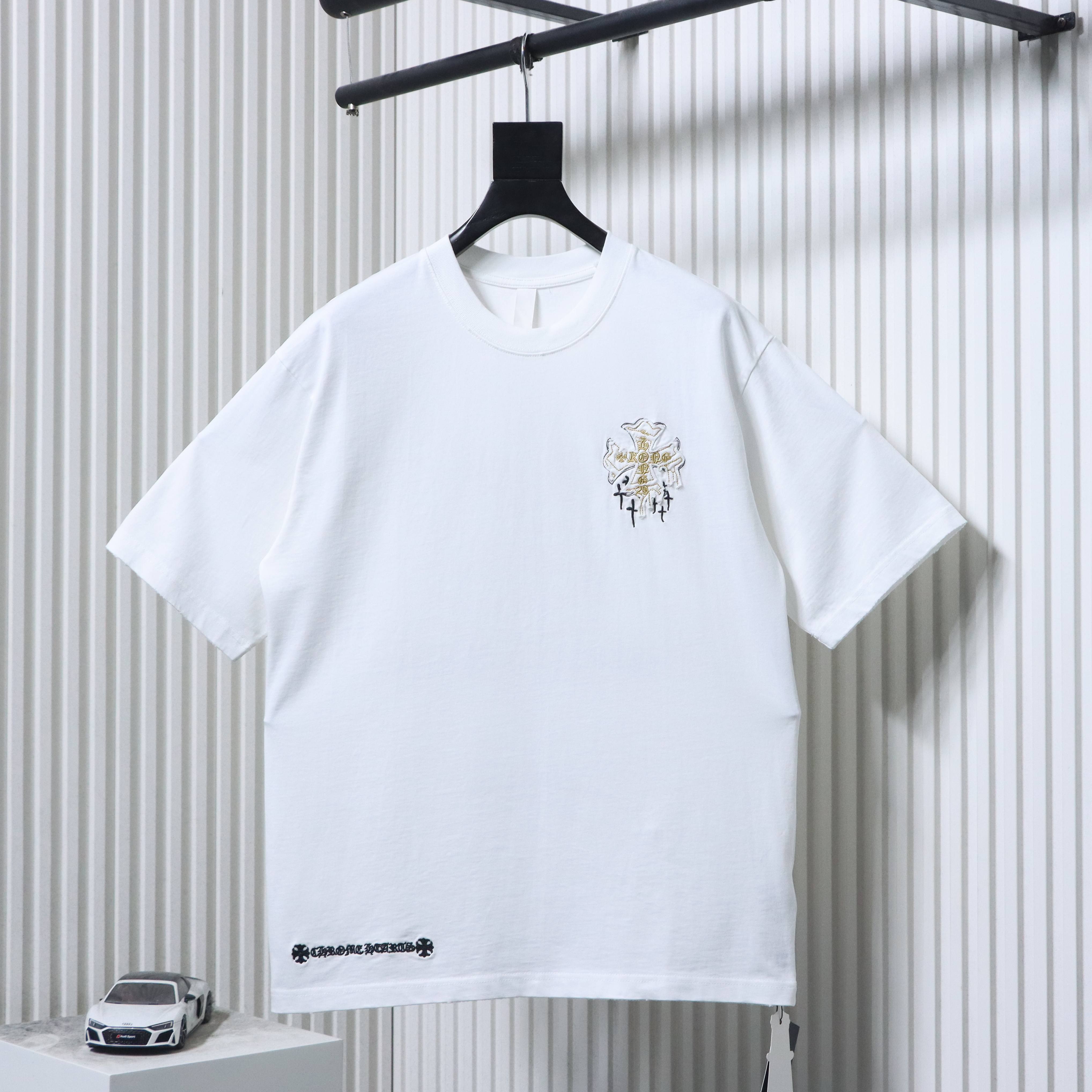Chrome Hearts ChtomeHeart Sanskrit Embroidery Cross T-Shirt White h160