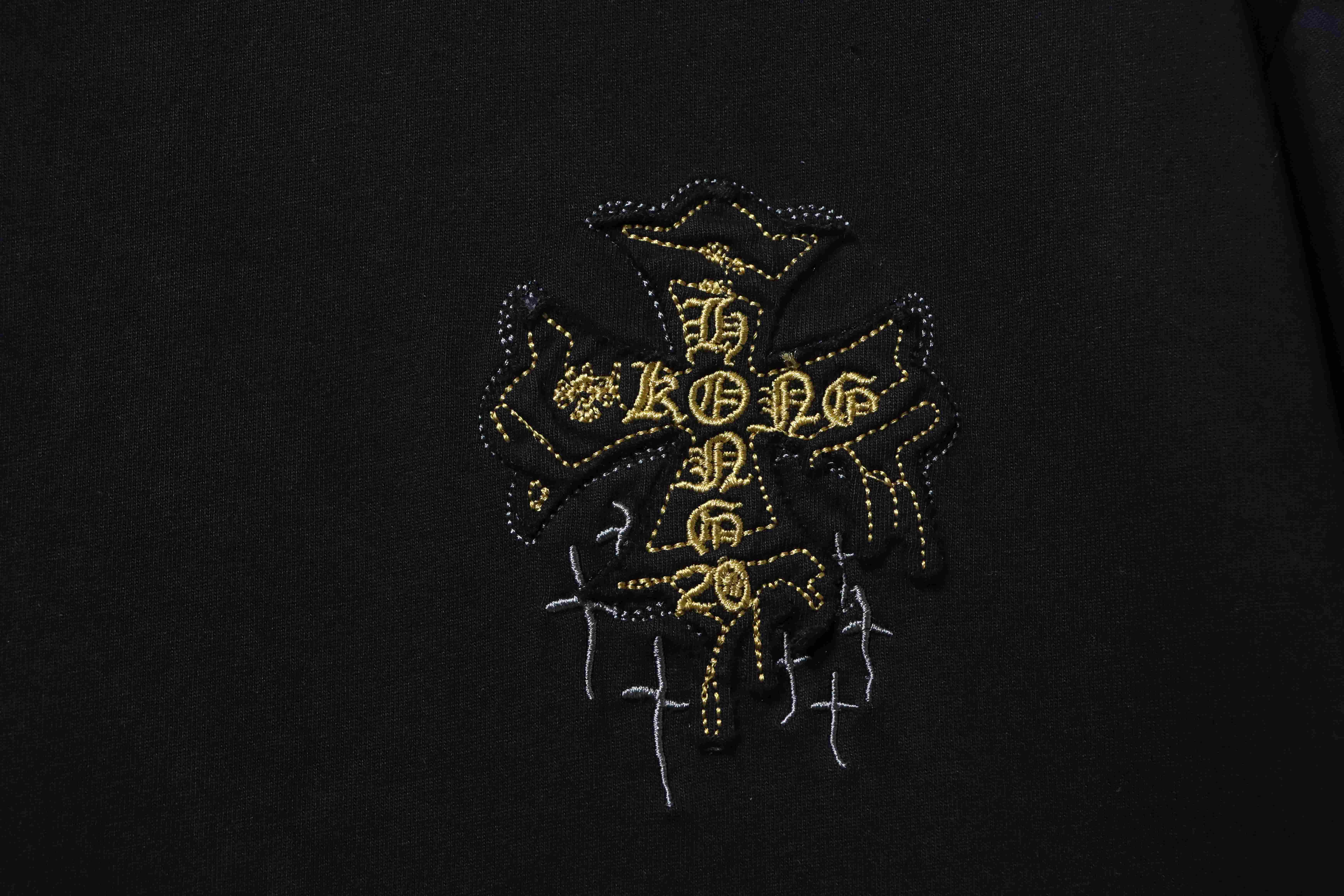 Chrome Hearts ChtomeHeart Sanskrit Embroidery Cross T-Shirt Black h160