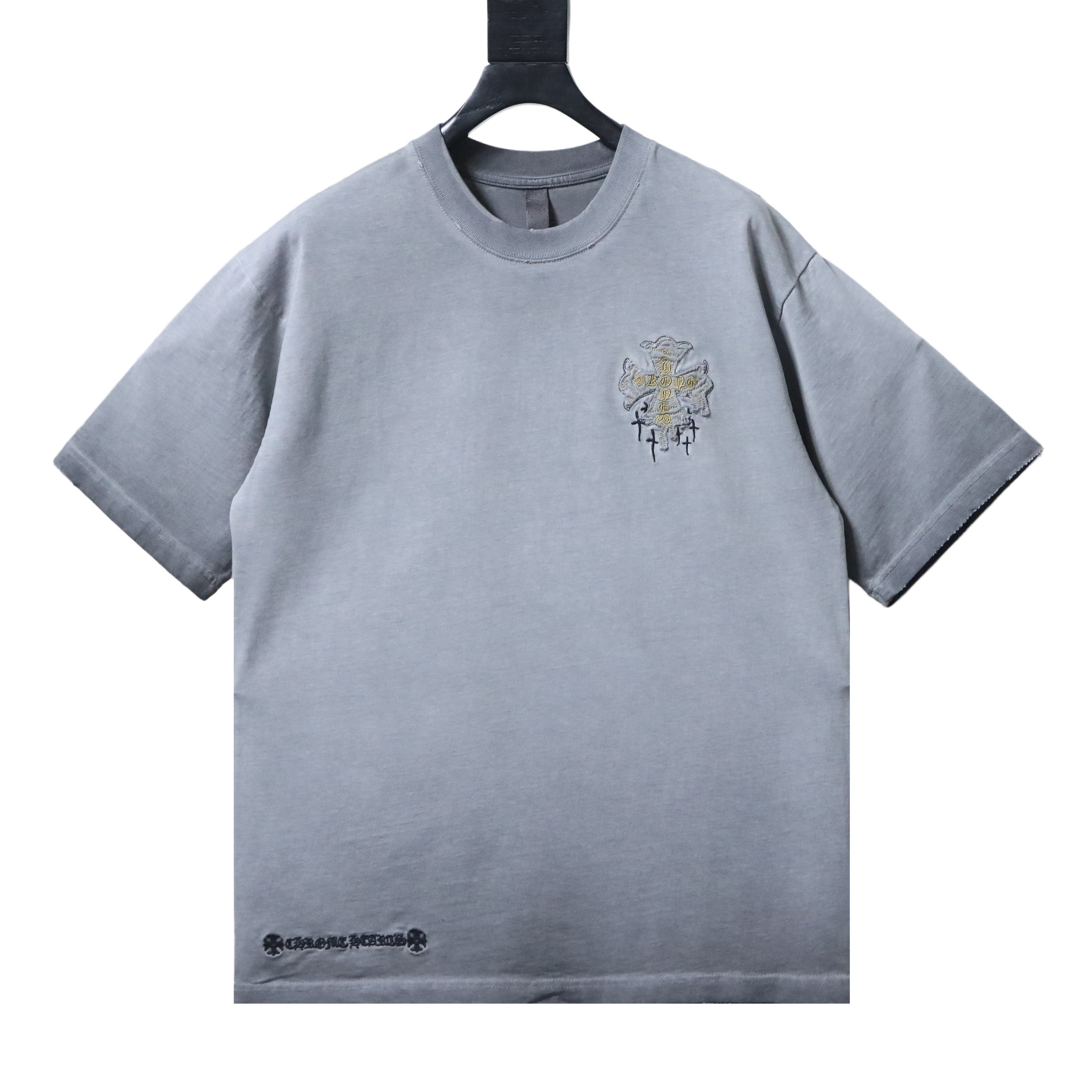 Chrome Hearts ChtomeHeart Sanskrit Embroidery Cross T-Shirt Gray h160