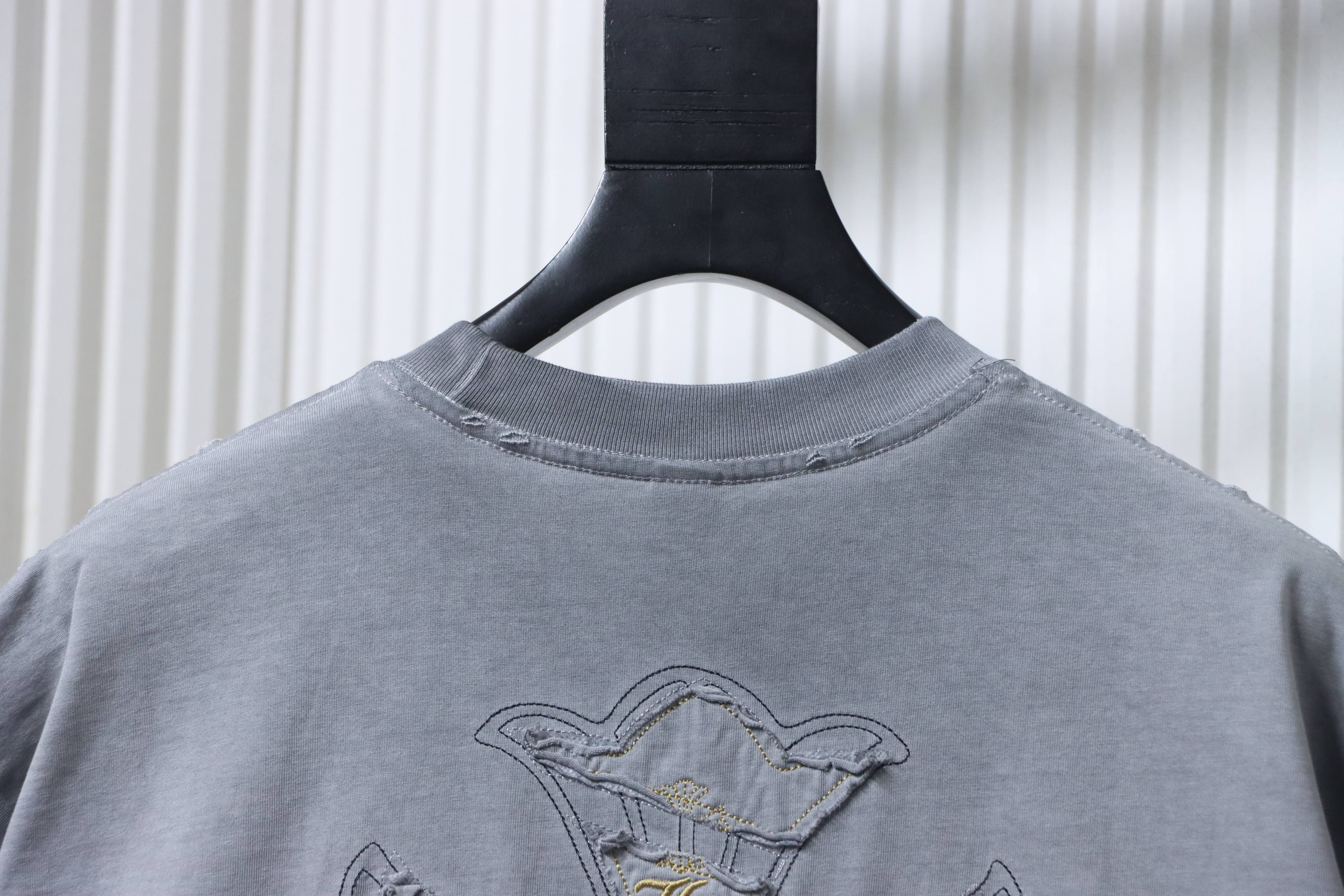Chrome Hearts ChtomeHeart Sanskrit Embroidery Cross T-Shirt Gray h160