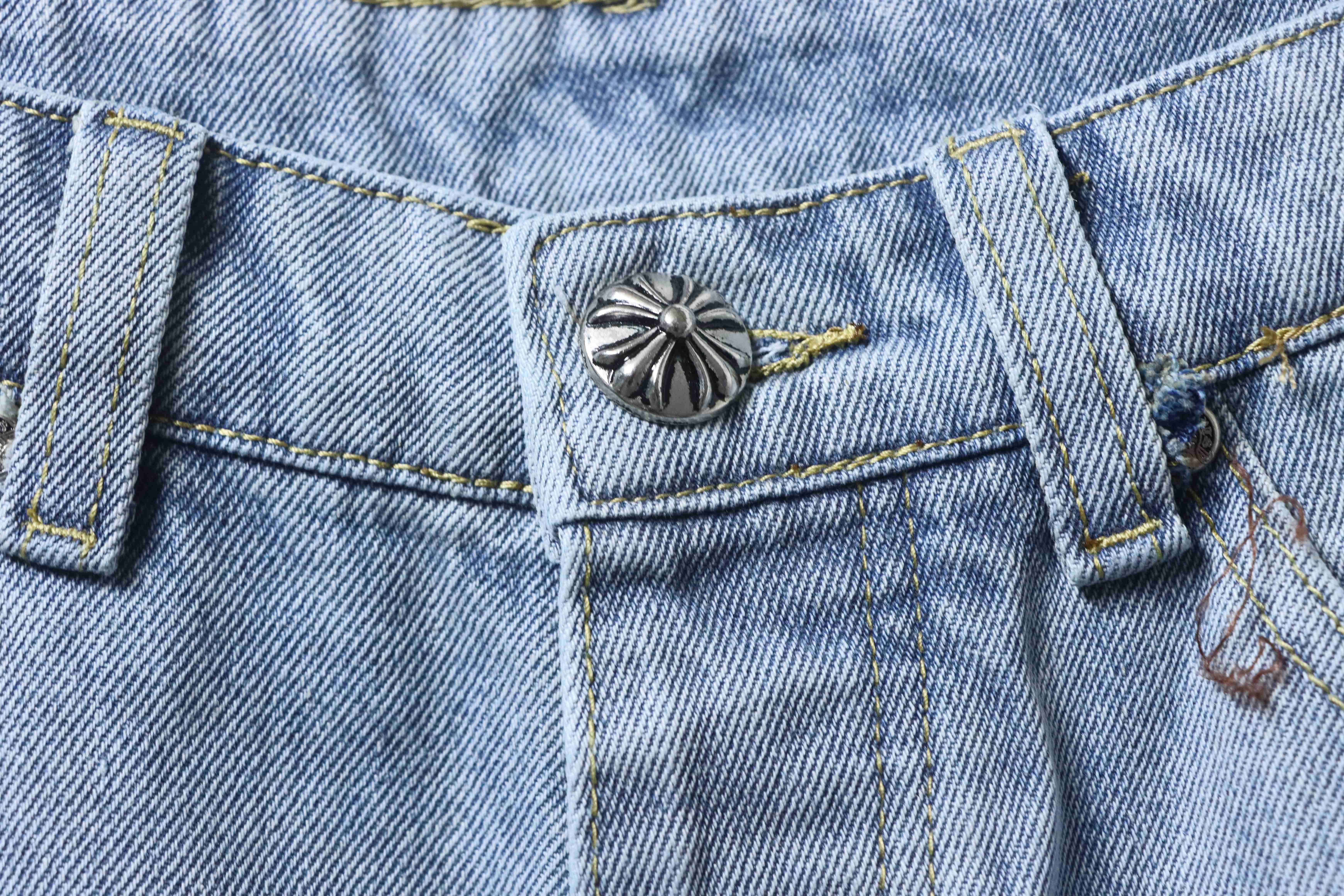 Chrome Hearts Cross Leather Patch Applique Embroidery Cargo Denim Shorts 2 h180