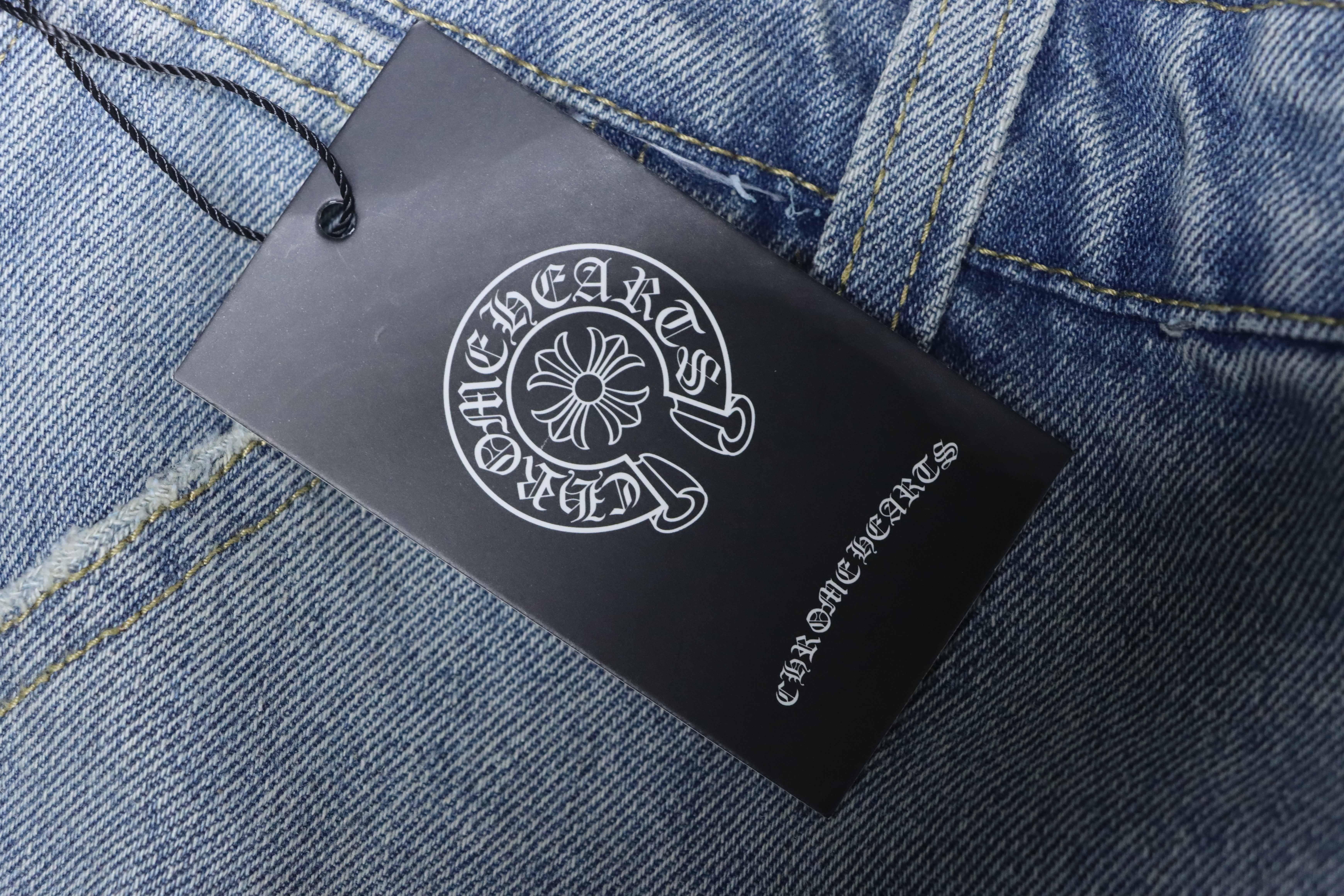 Chrome Hearts Cross Leather Patch Applique Embroidery Cargo Denim Shorts 5 h180