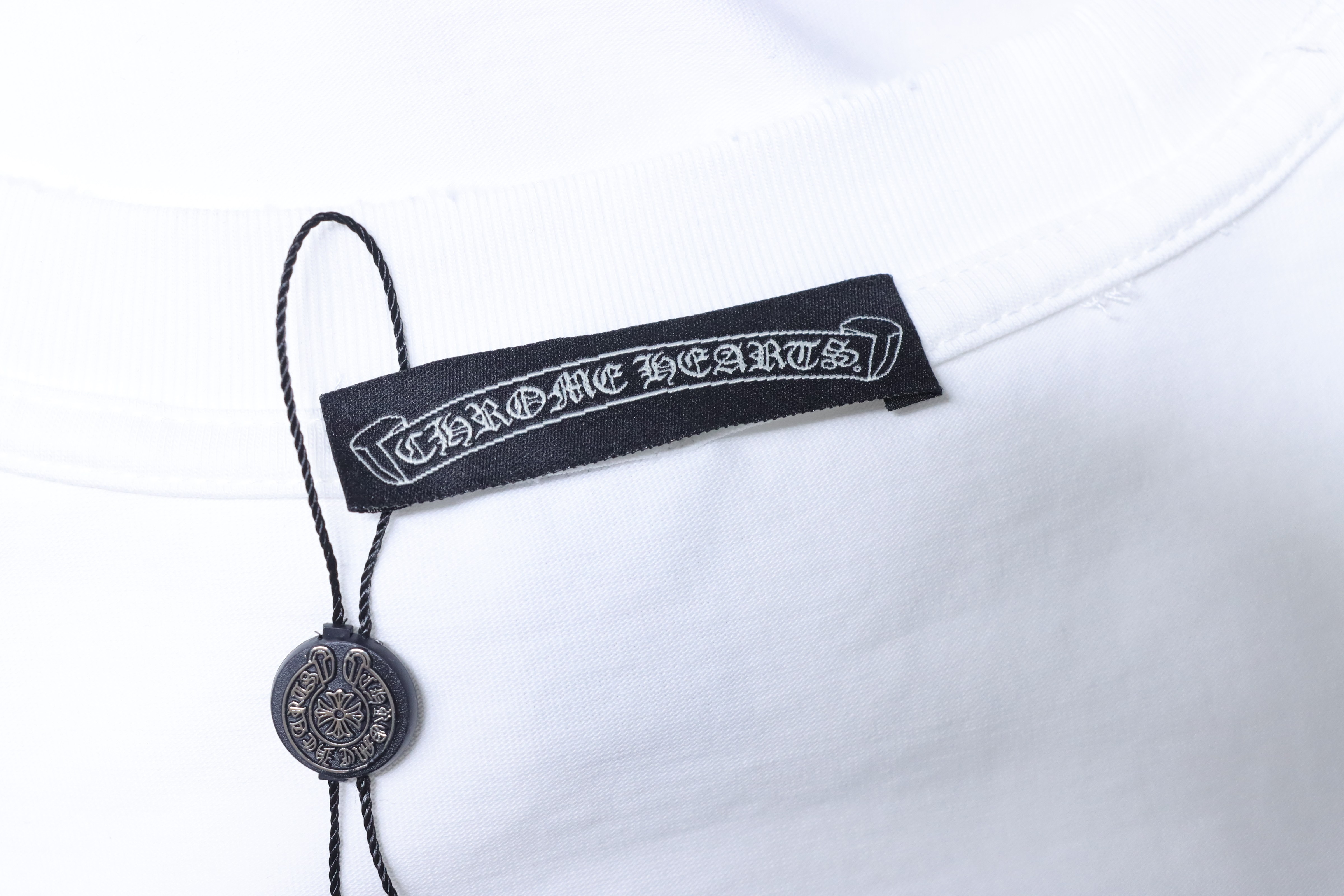 Chrome Hearts Horseshoe Cross Burnout Applique Embroidery Distressed T-Shirt White h170
