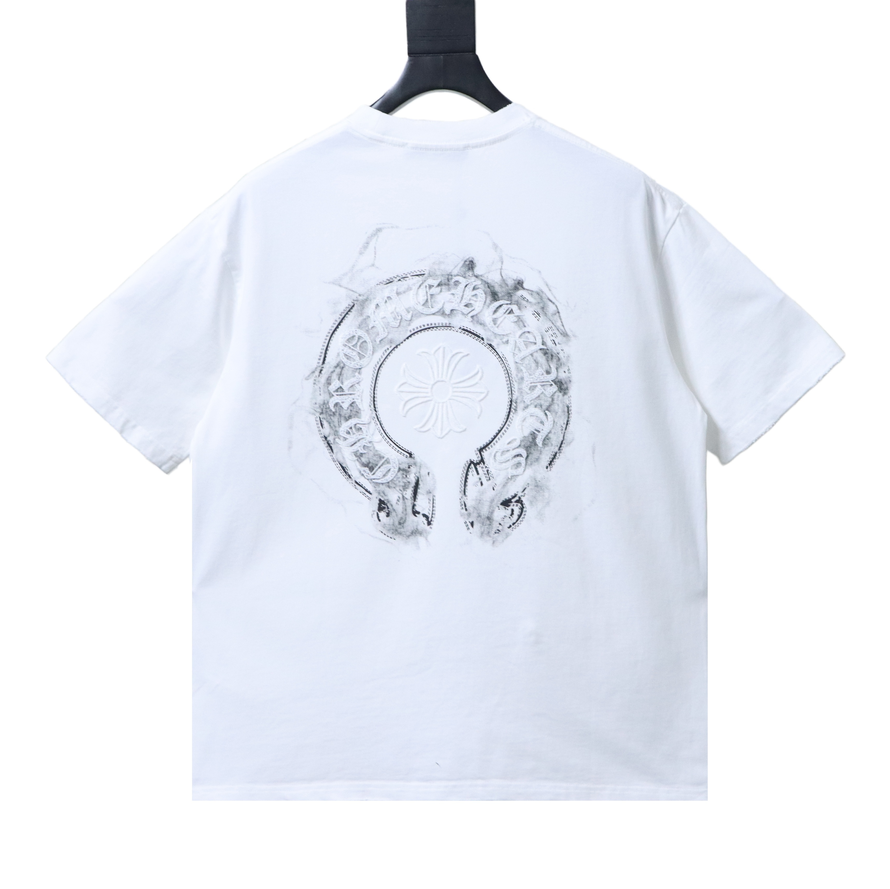 Chrome Hearts Horseshoe Embroidery Distressed T-Shirt White h150
