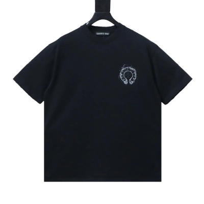 Chrome Hearts Horseshoe Embroidery Distressed Black T-Shirt h150 02