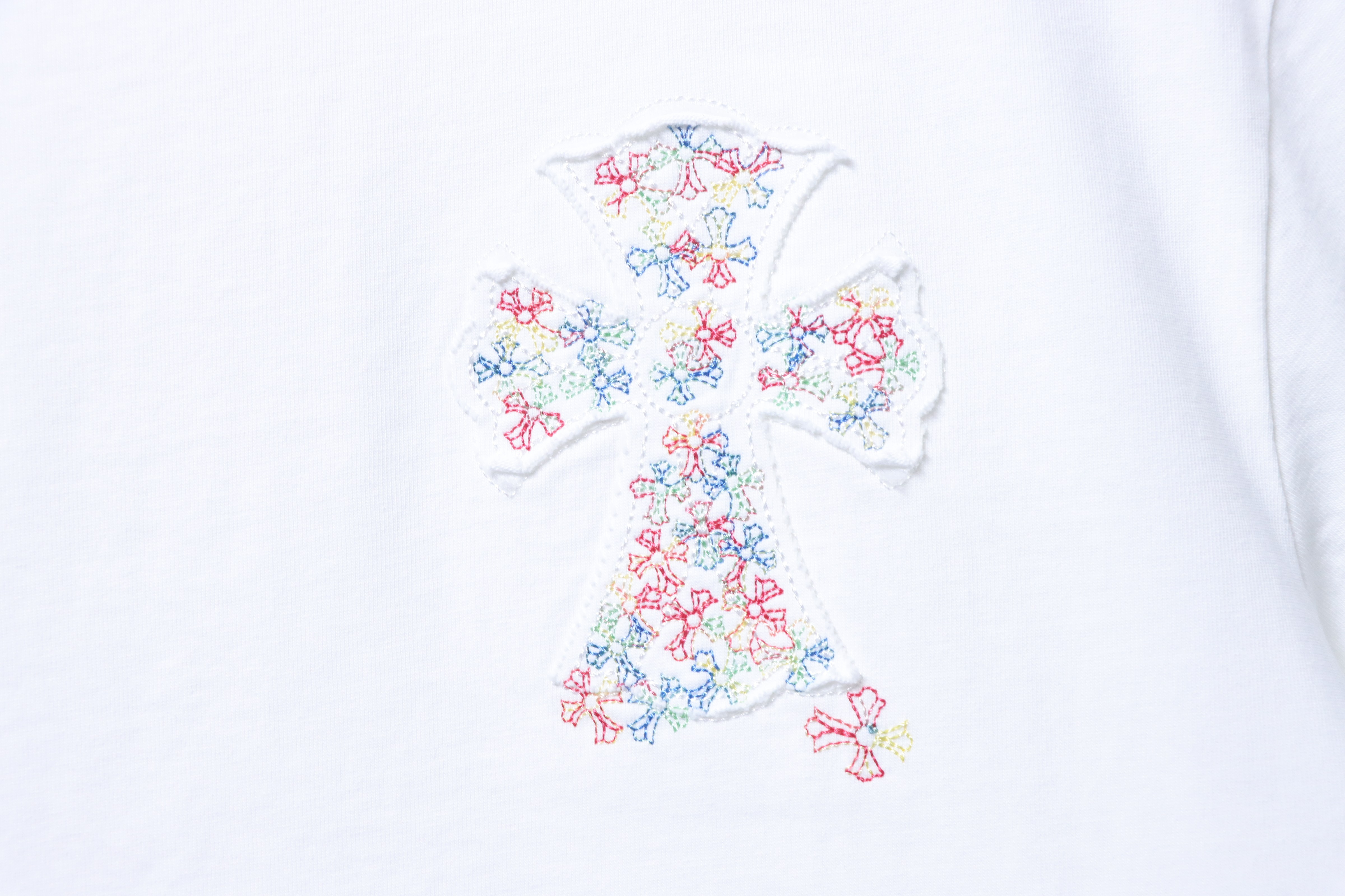 Chrome Hearts Multicolor Cross Applique Embroidery T-Shirt White h170