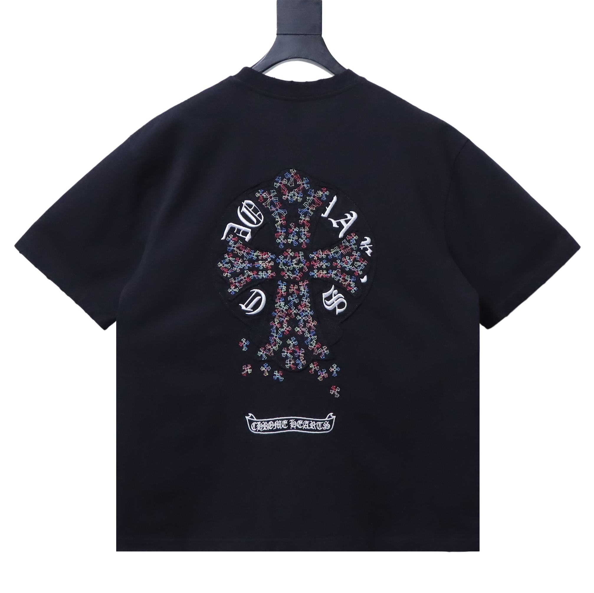 Chrome Hearts Multicolor Cross Applique Embroidery T-Shirt Black h170