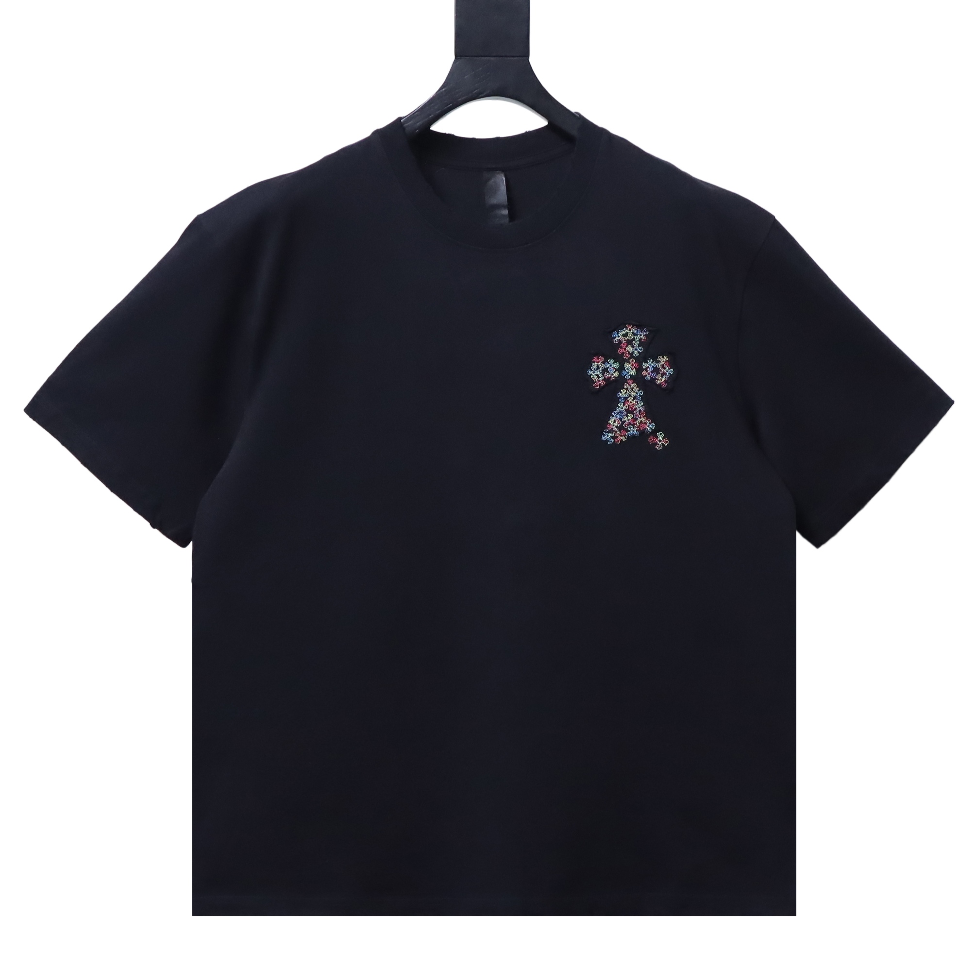 Chrome Hearts Multicolor Cross Applique Embroidery T-Shirt Black h170