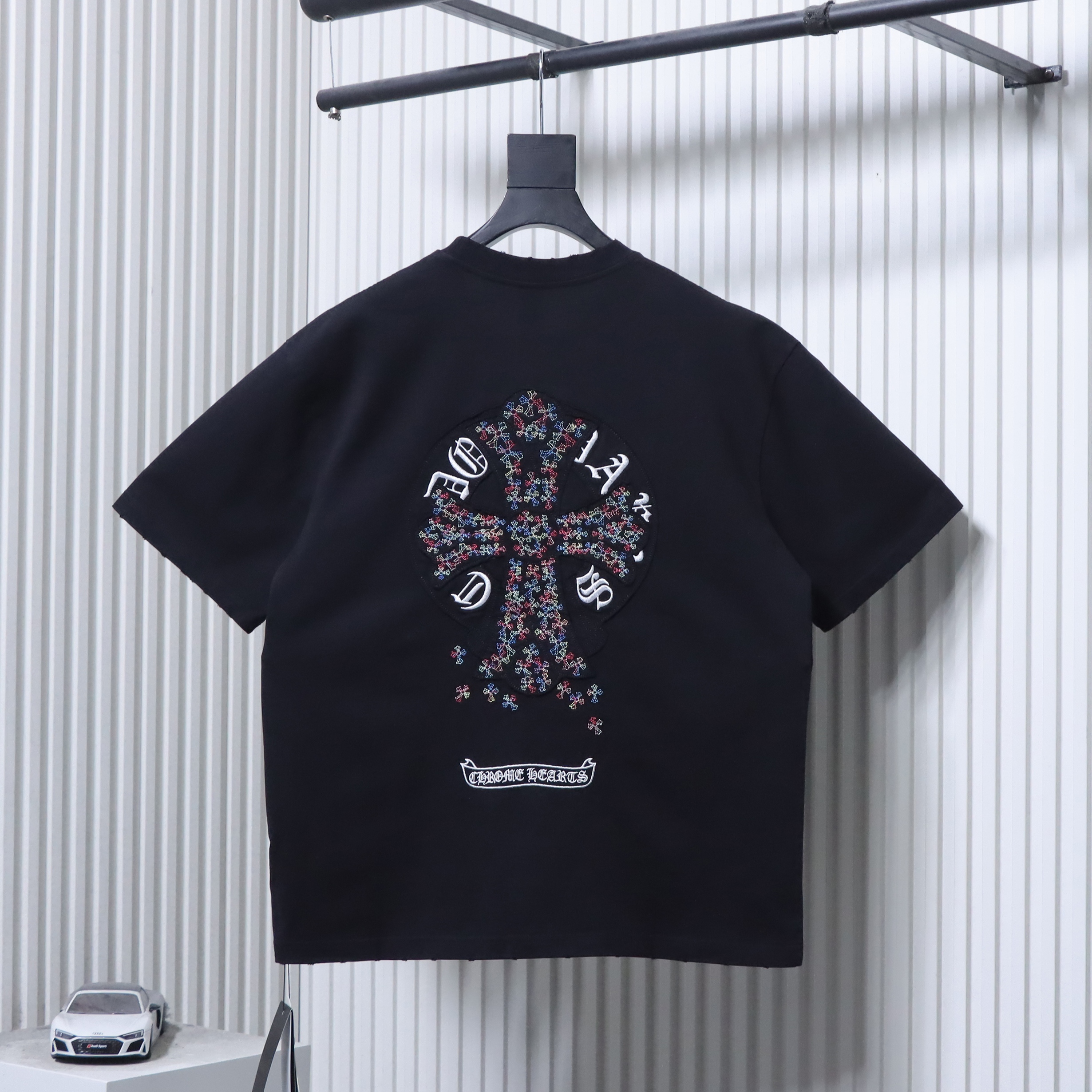 Chrome Hearts Multicolor Cross Applique Embroidery T-Shirt Black h170