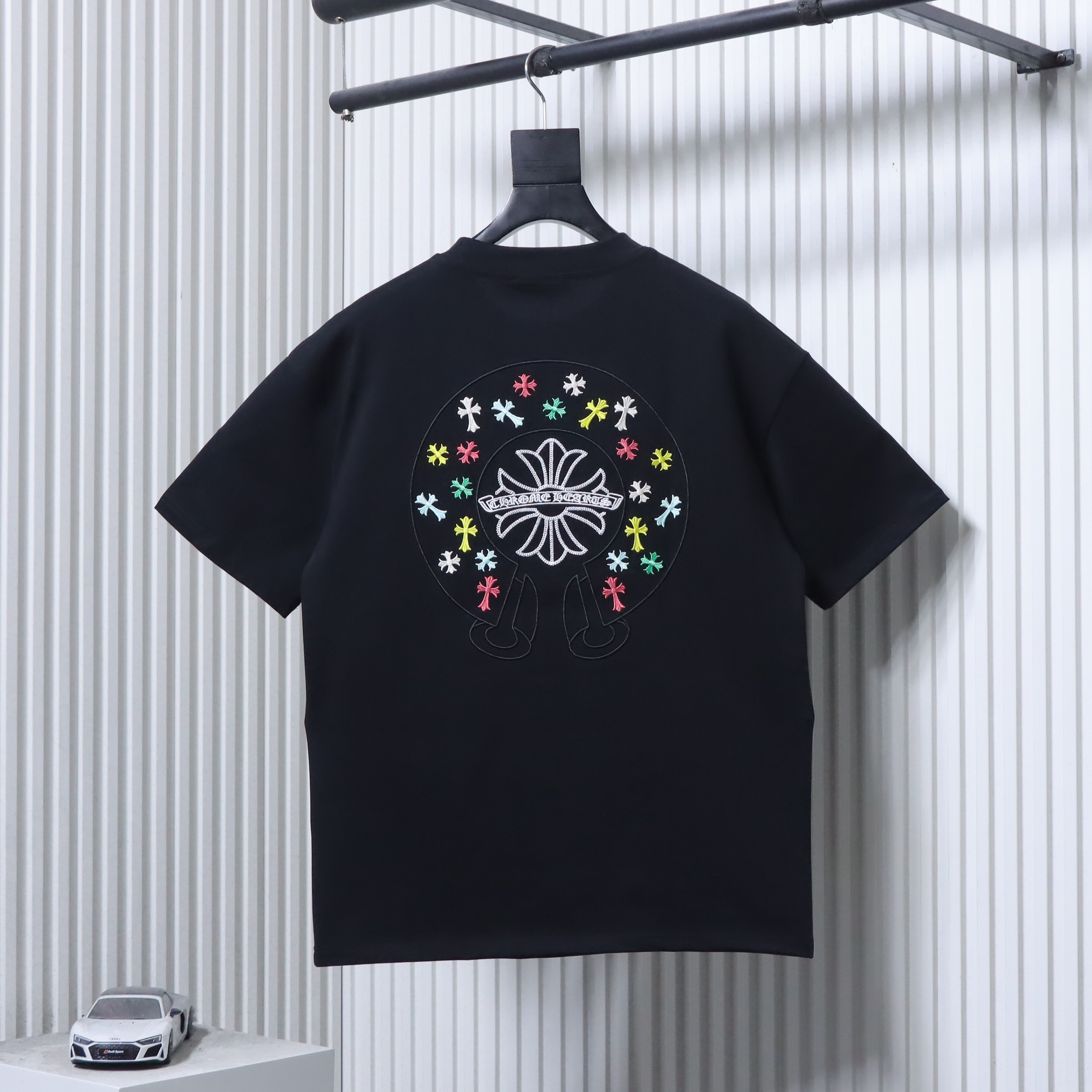 Chrome Hearts Multicolor Cross Cluster Embroidery Short Sleeve T-Shirt Black h150