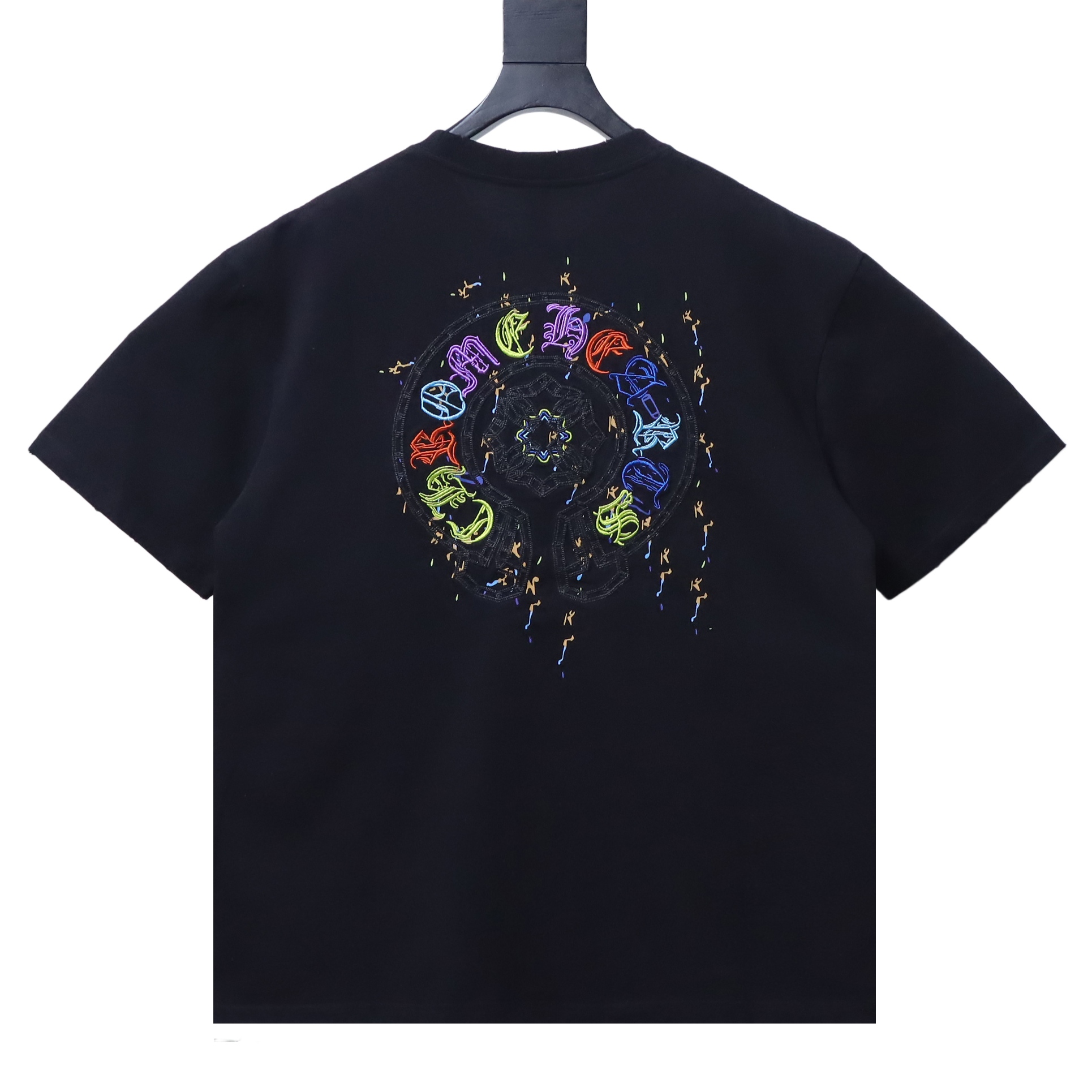 Chrome Hearts Multicolor Horseshoe Applique Embroidery T-Shirt Black h170