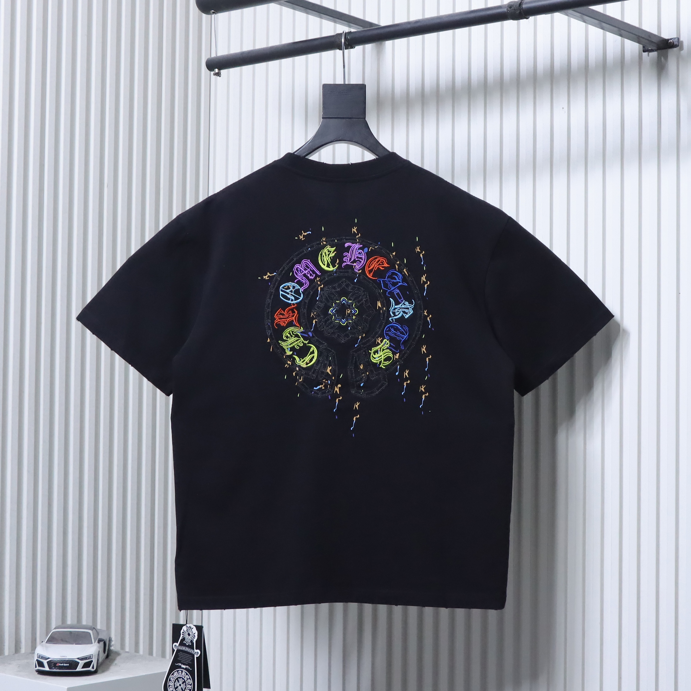 Chrome Hearts Multicolor Horseshoe Applique Embroidery T-Shirt Black h170