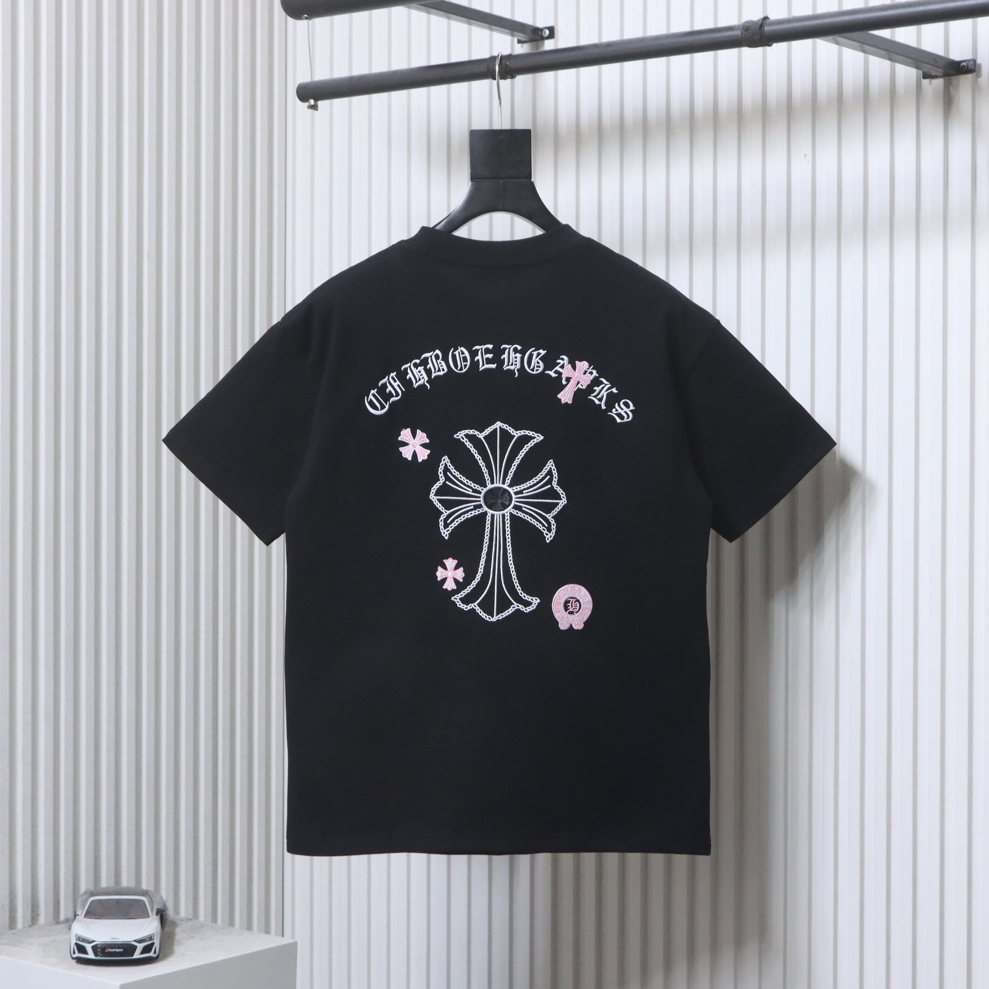 Chrome Hearts Sanskrit Cross Embroidery Short Sleeve T-Shirt Black h160