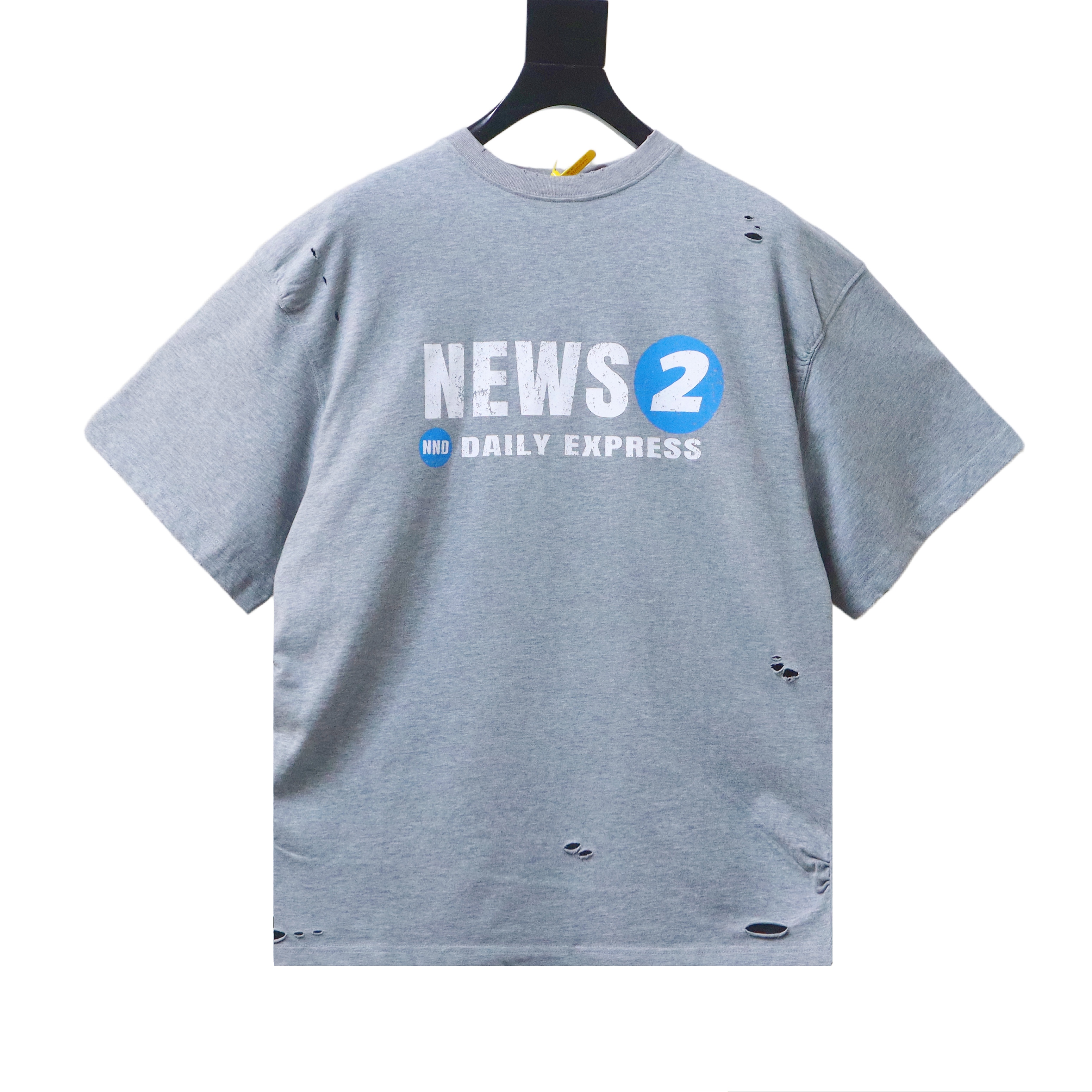 No Publik Watermelon "NEWS 2" Distressed Vintage Wash T-Shirt h170