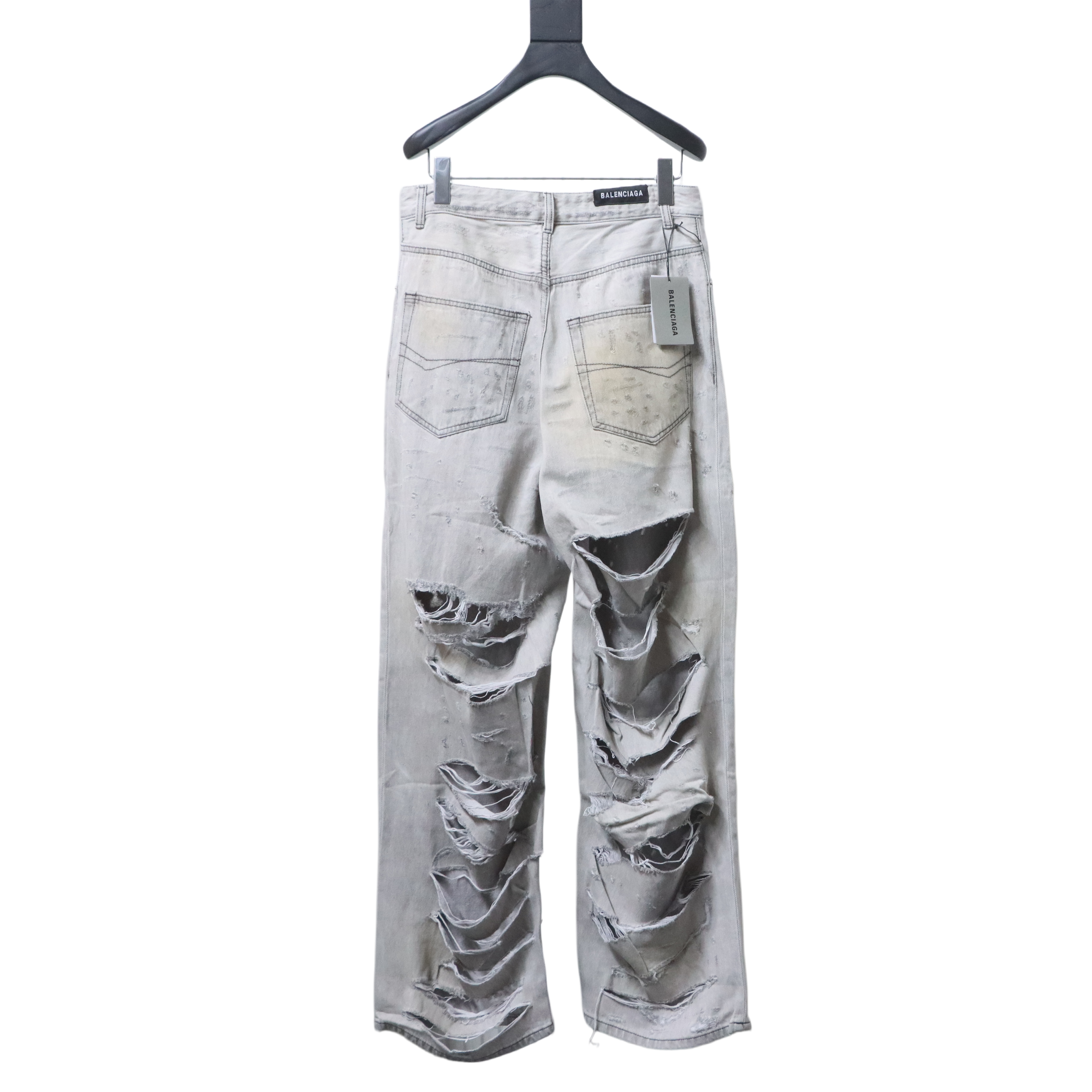 Balenciaga 24FW White Destroyed Slash Jeans h310