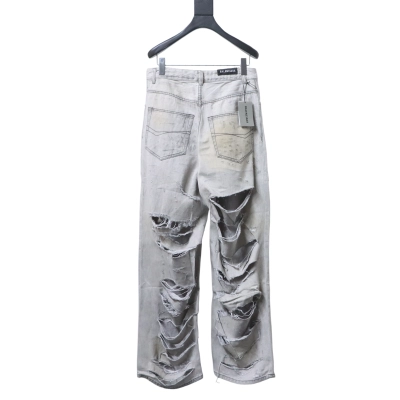 Balenciaga 24FW White Destroyed Slash Jeans h310 01