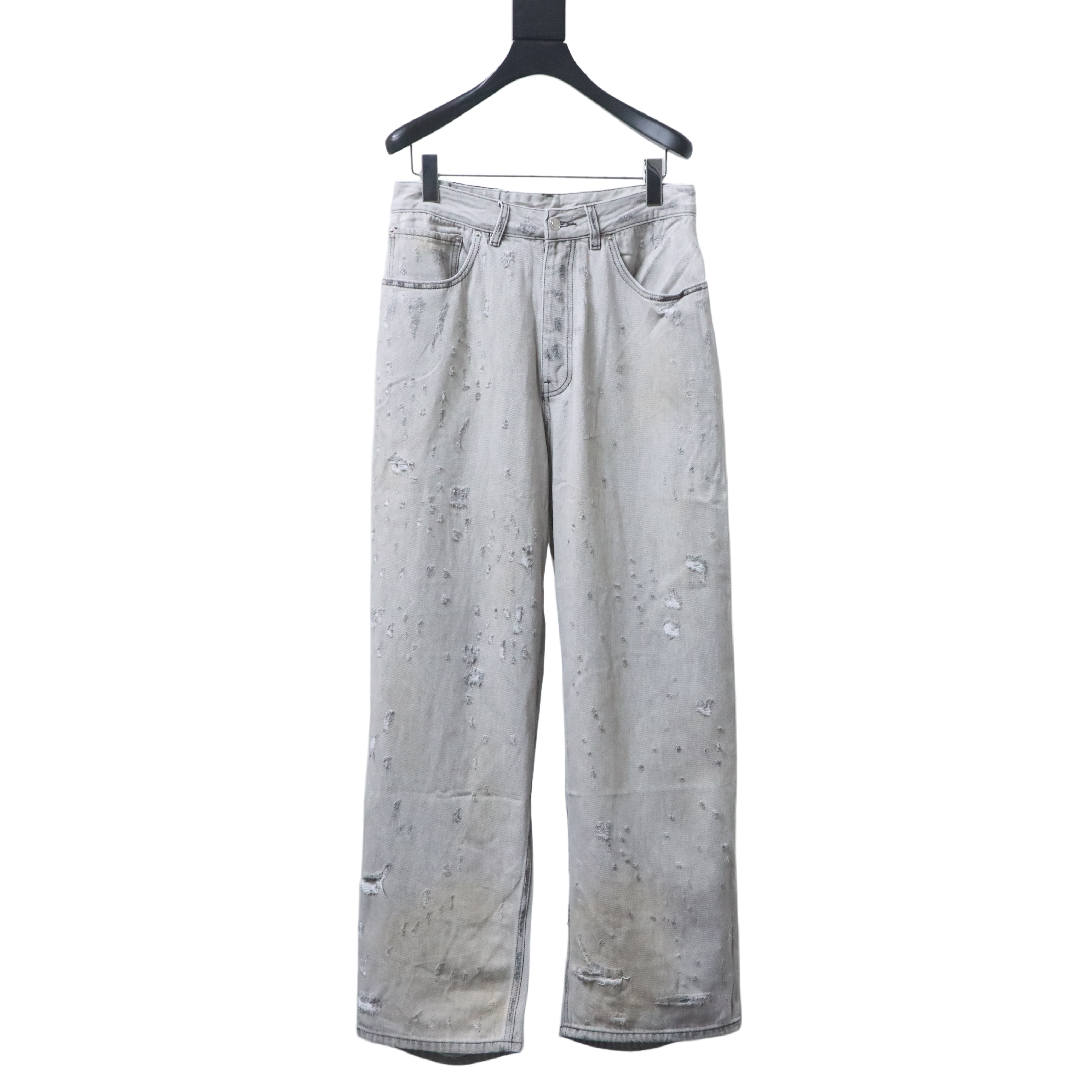 Balenciaga 24FW White Destroyed Slash Jeans h310