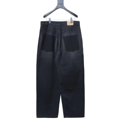 Balenciaga 24SS New Reversed Pocket Black Washed Distressed Denim Jeans h310 02