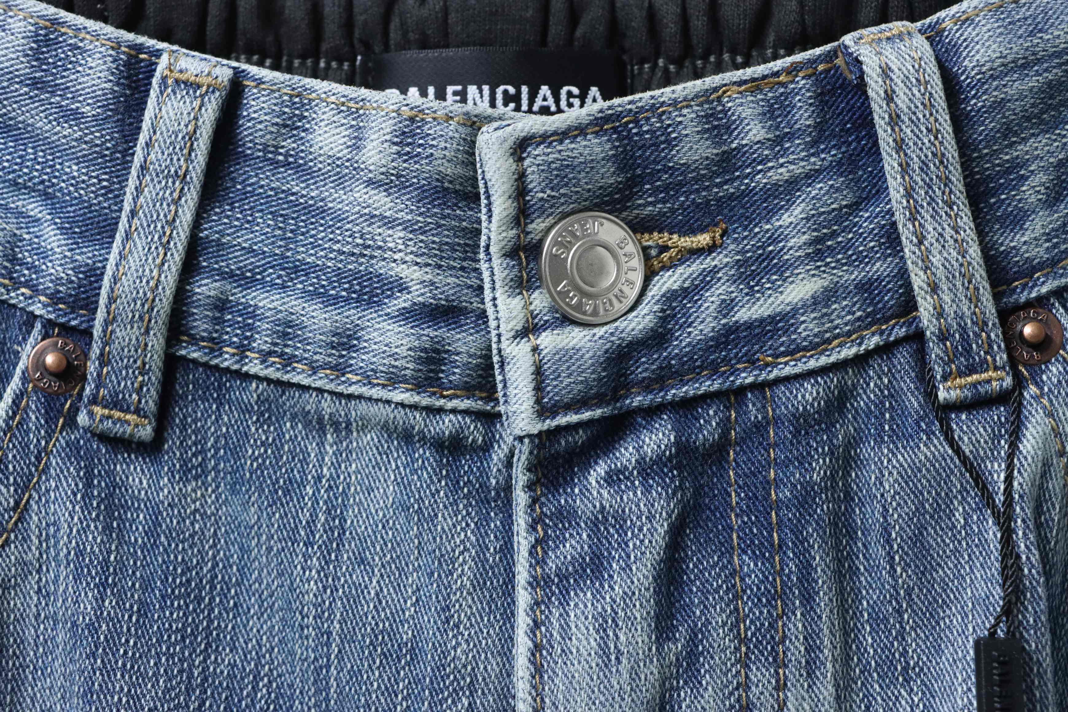 Balenciaga 24SS Spliced Blue Floral Grey Denim Jeans h310