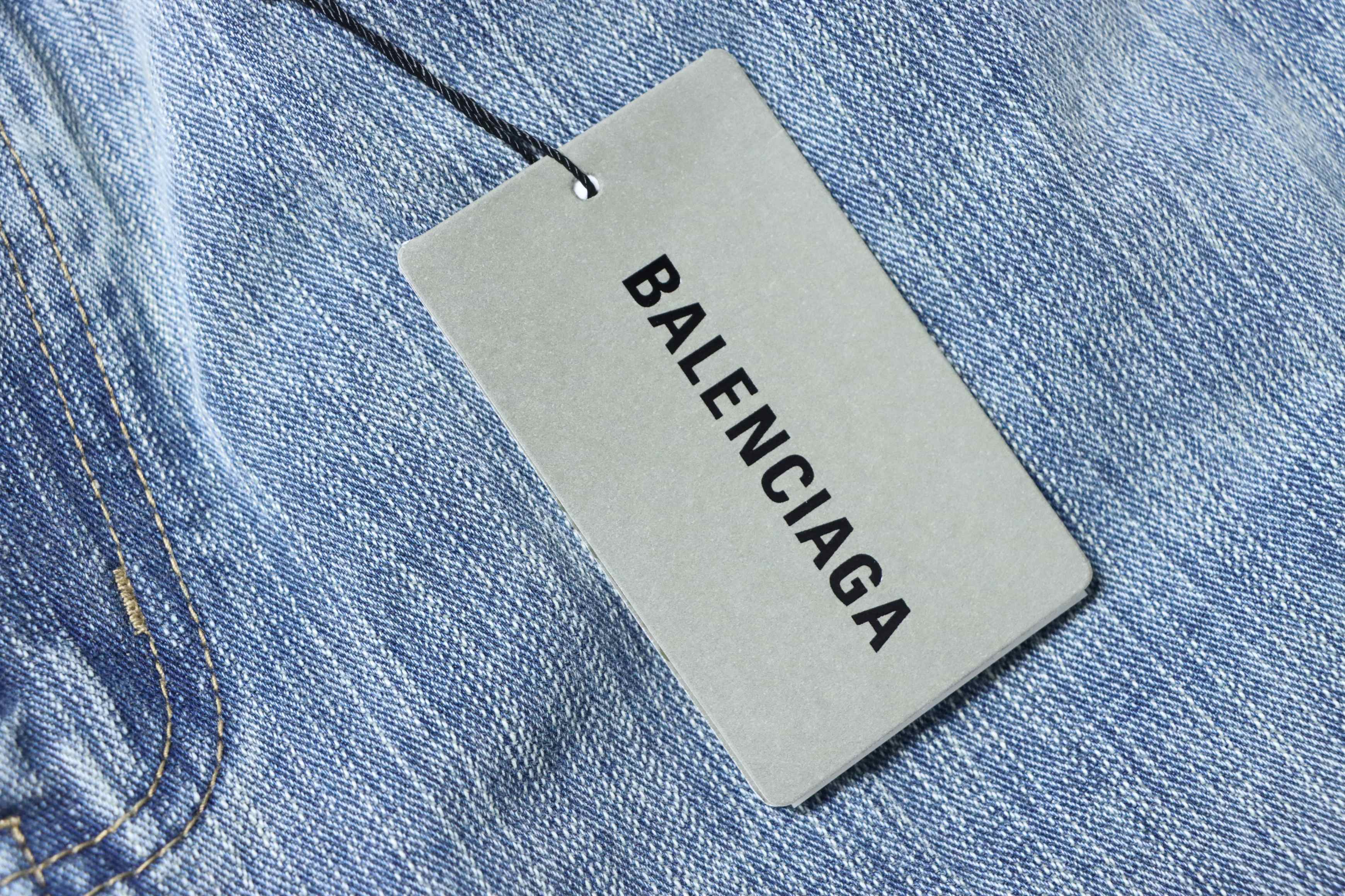 Balenciaga 24SS Spliced Blue Floral Grey Denim Jeans h310