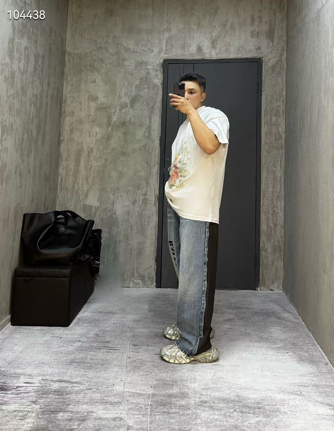 Balenciaga 24SS Spliced Blue Floral Grey Denim Jeans h310