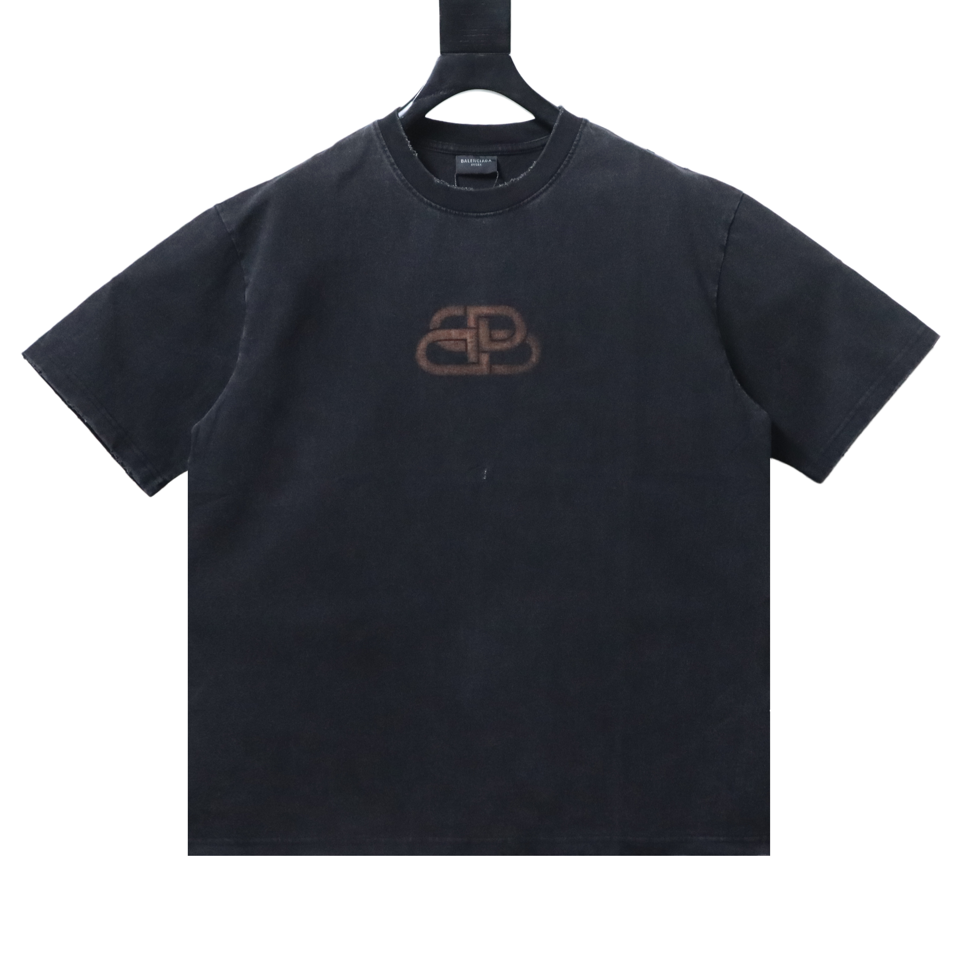 Balenciaga 25SS Heavy Snow Wash Distressed Lock Buckle Printed T-shirt