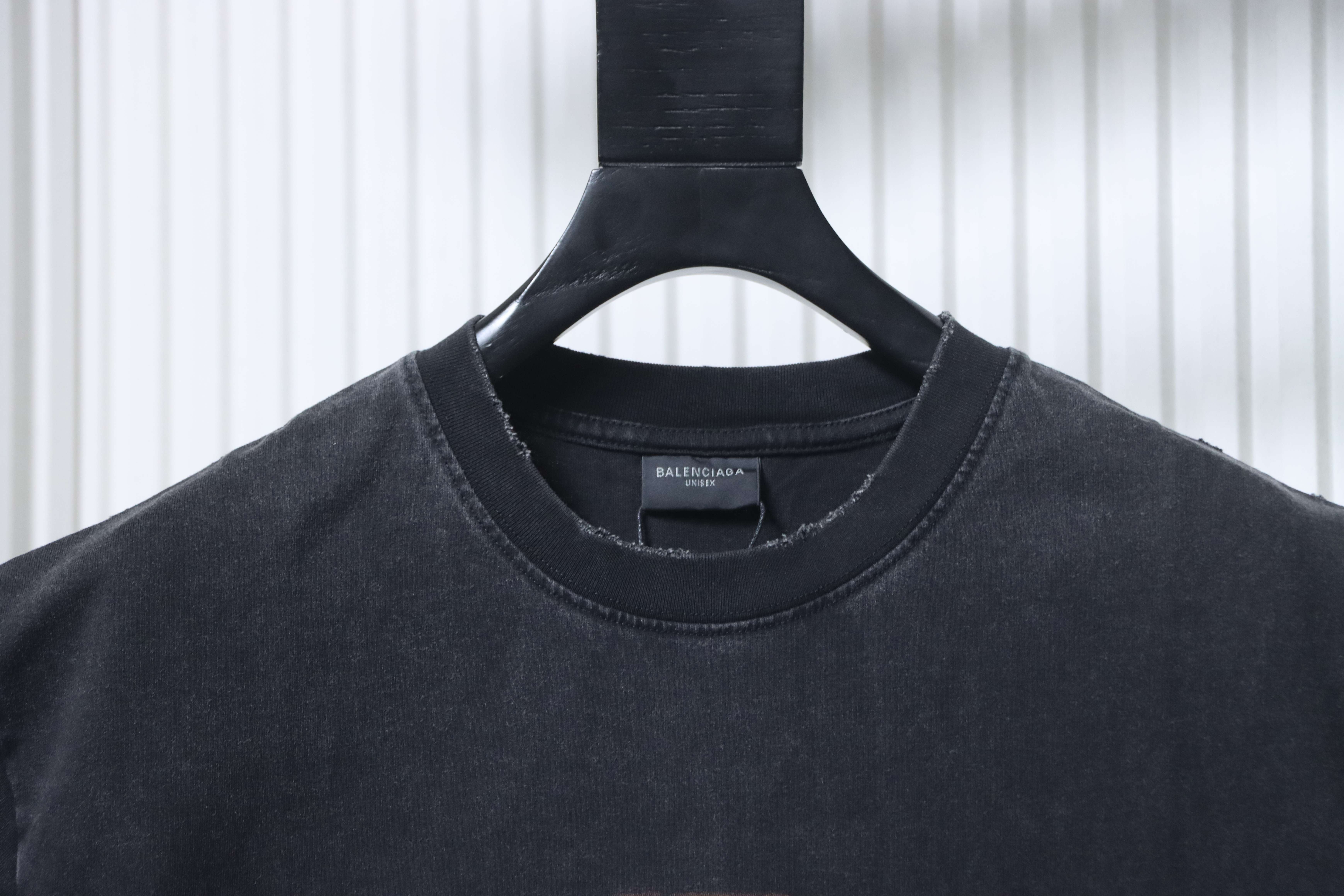 Balenciaga 25SS Heavy Snow Wash Distressed Lock Buckle Printed T-shirt