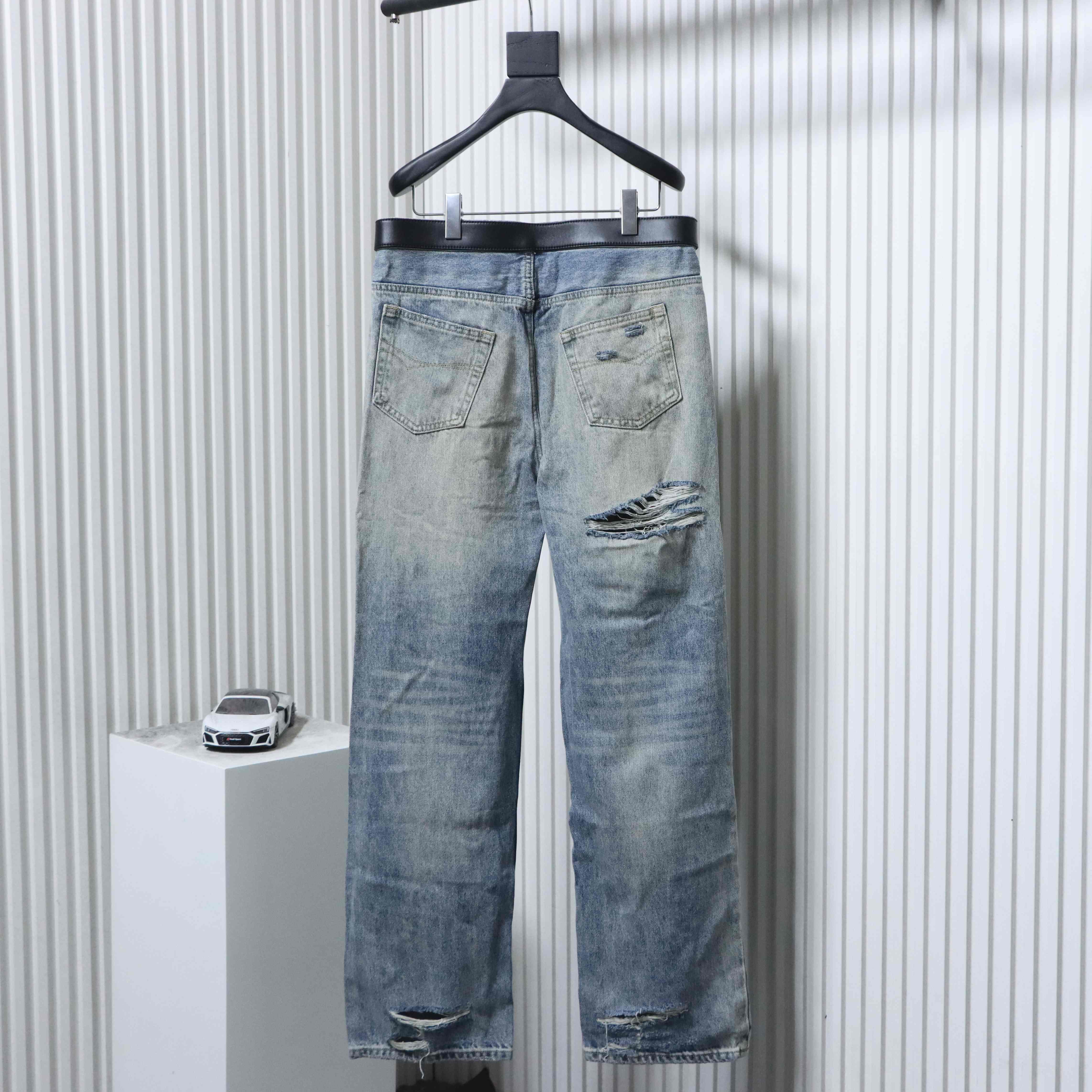 Balenciaga 25SS Washed Destroyed Ripped Jeans h340