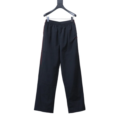 Balenciaga 26SS 3M Black Red Spliced Embroidered Hooded Tracksuit Pants 01