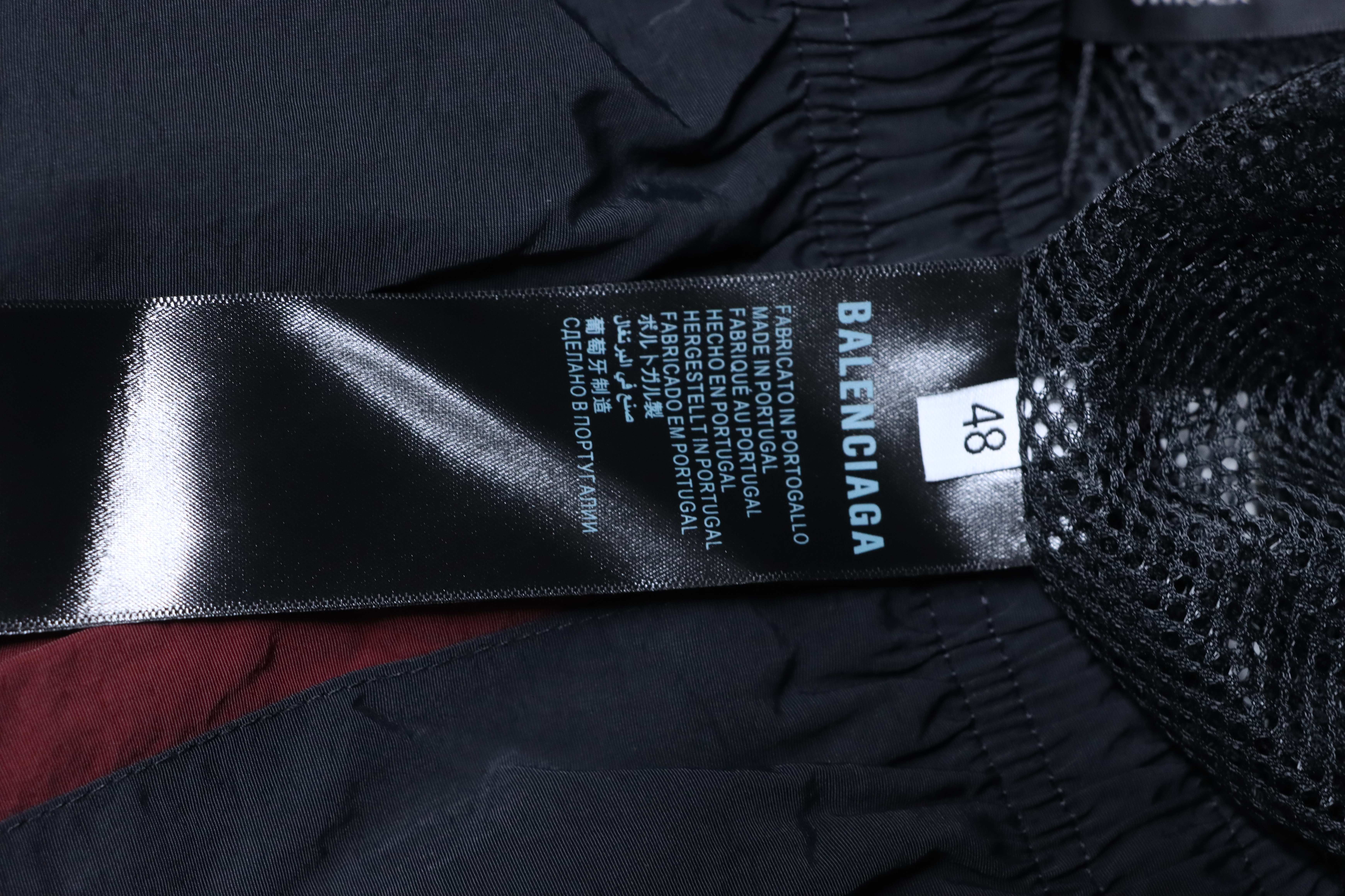 Balenciaga 26SS 3M Black Red Spliced Embroidered Hooded Tracksuit Pants
