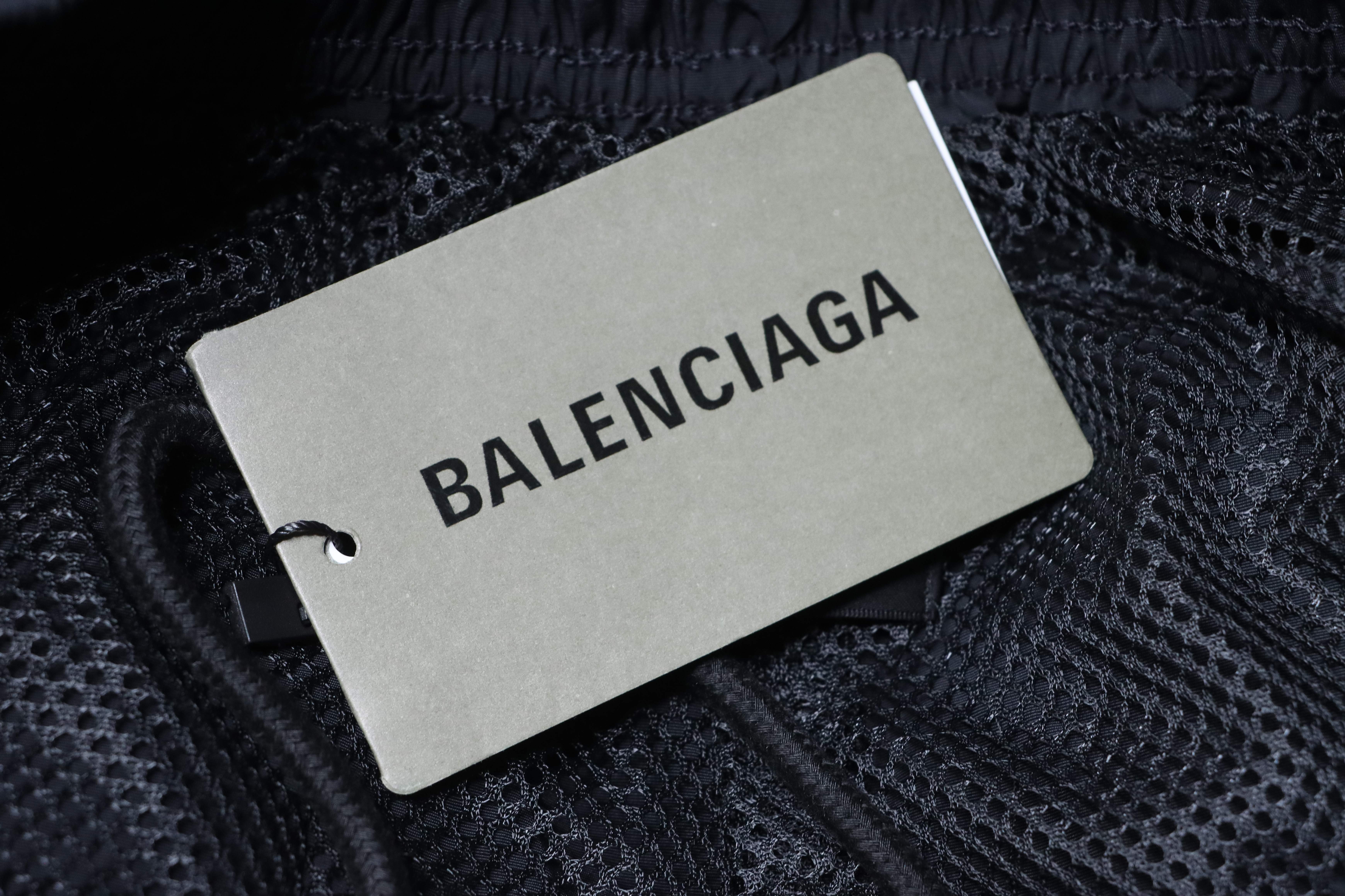 Balenciaga 26SS 3M Black Red Spliced Embroidered Hooded Tracksuit Pants