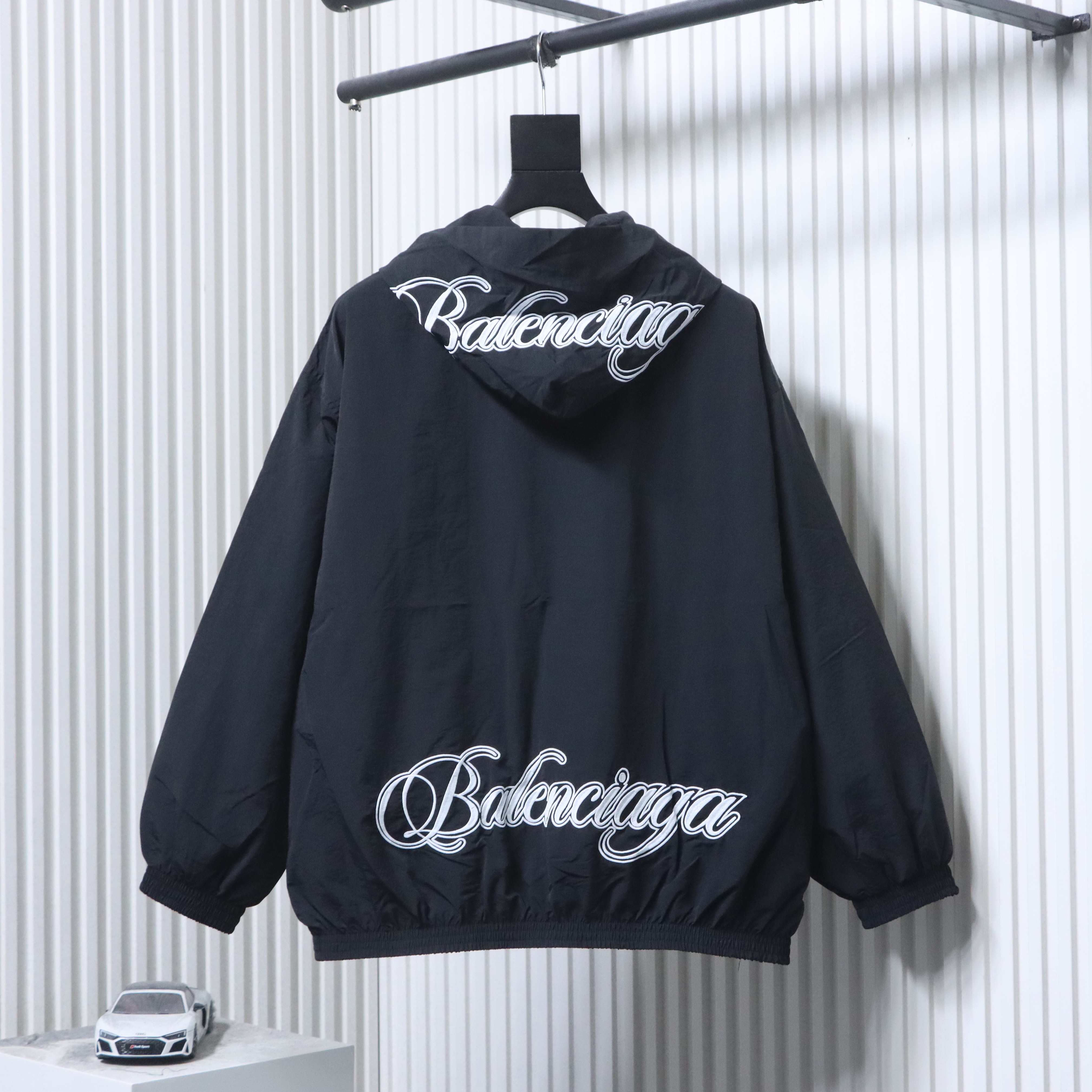 Balenciaga 26SS Cursive Signature Letter Embroidered Hooded Tracksuit Jacket