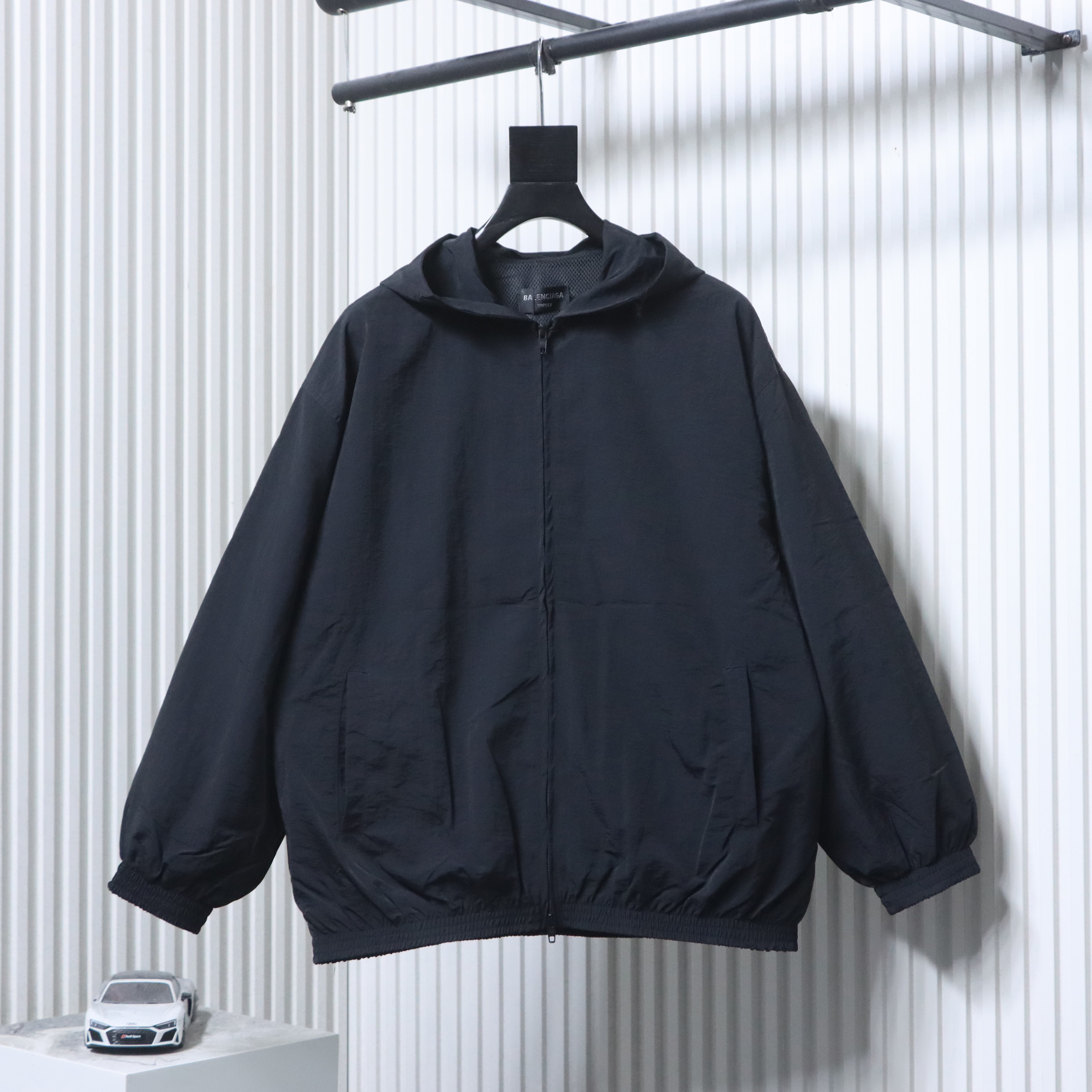 Balenciaga 26SS Cursive Signature Letter Embroidered Hooded Tracksuit Jacket