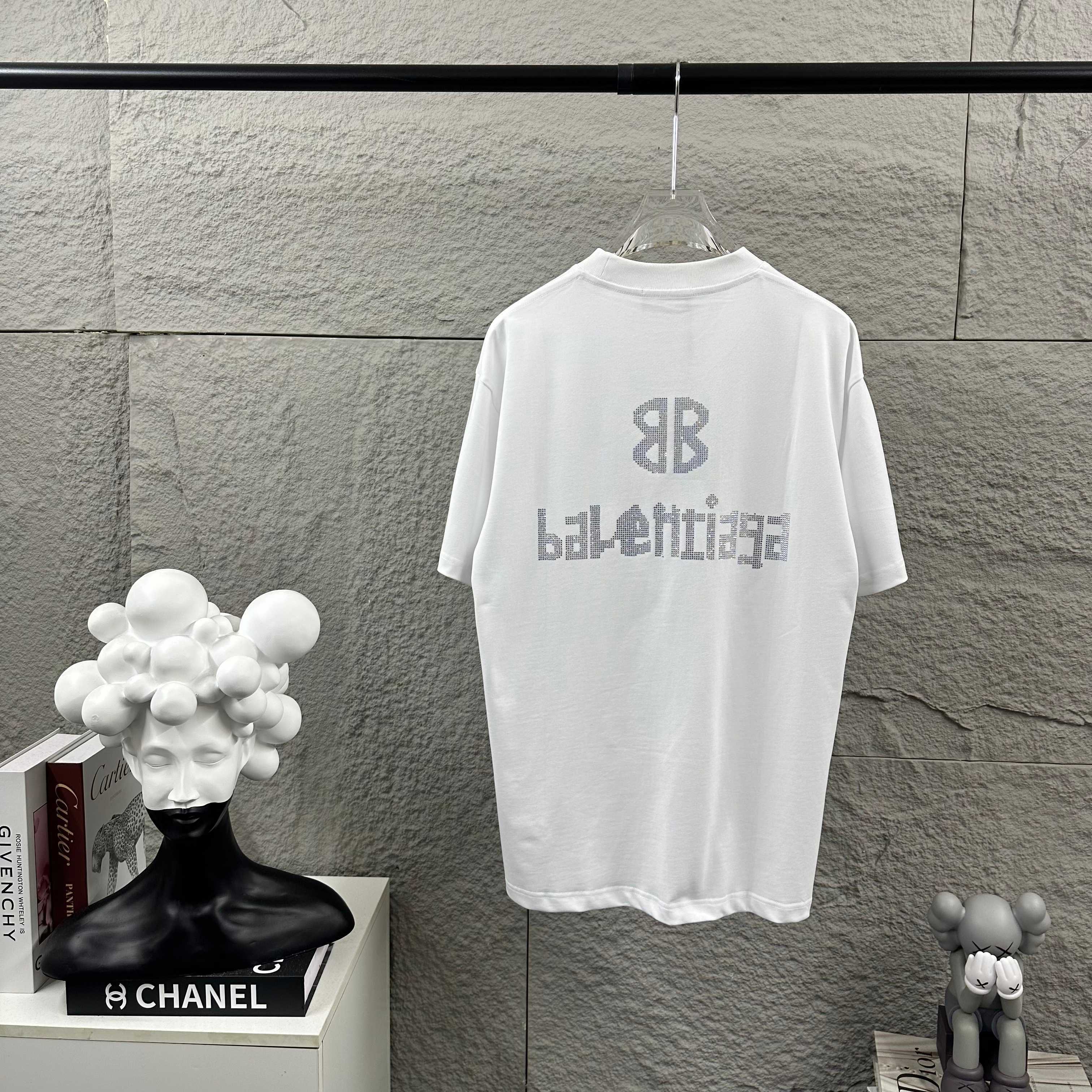 Balenciaga 3 26SS Spring/Summer New Classic 3D Rhinestone Custom Double-Yarn T-shirt H140