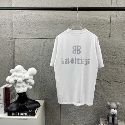 Balenciaga 3 26SS Spring/Summer New Classic 3D Rhinestone Custom Double-Yarn T-shirt H140 01