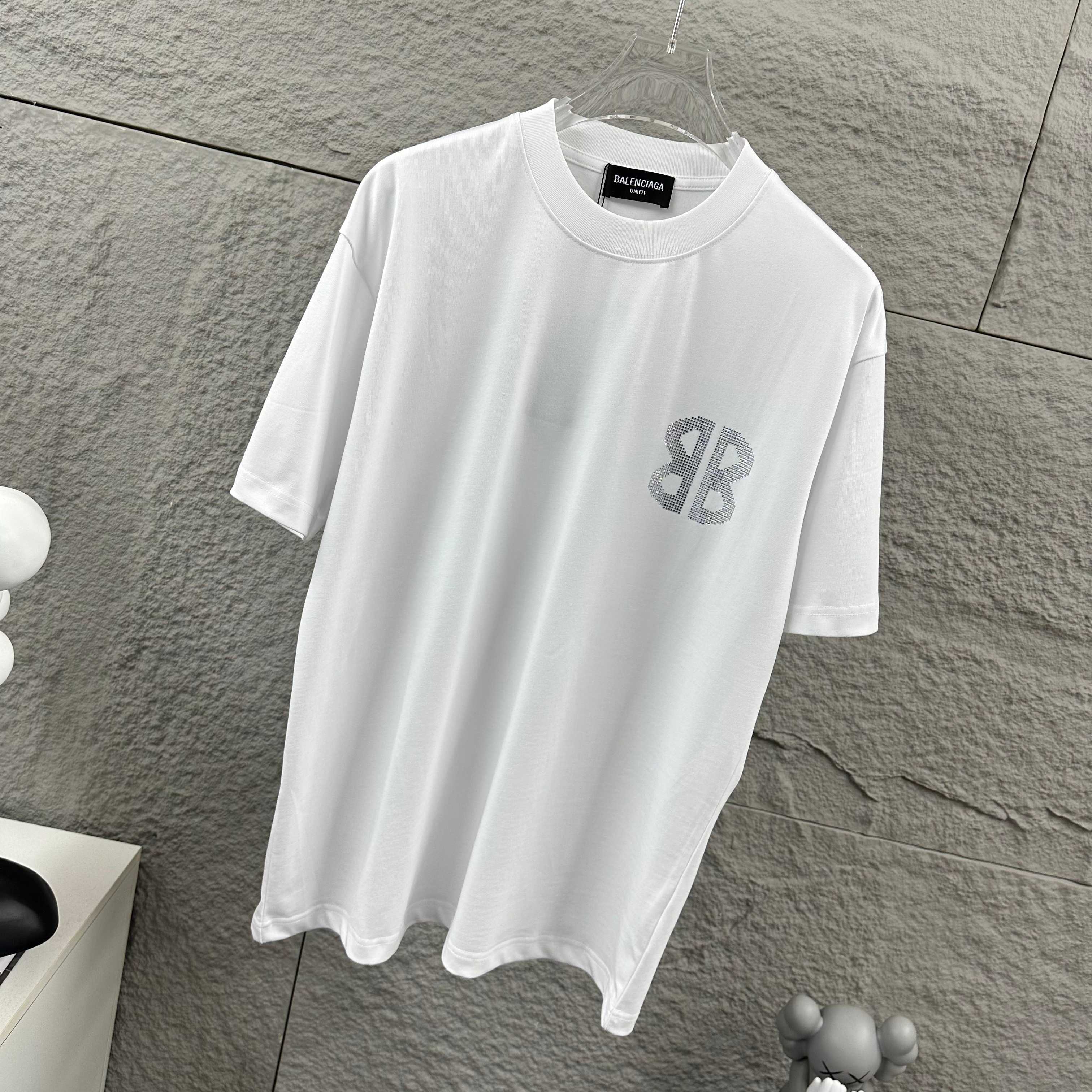 Balenciaga 3 26SS Spring/Summer New Classic 3D Rhinestone Custom Double-Yarn T-shirt H140