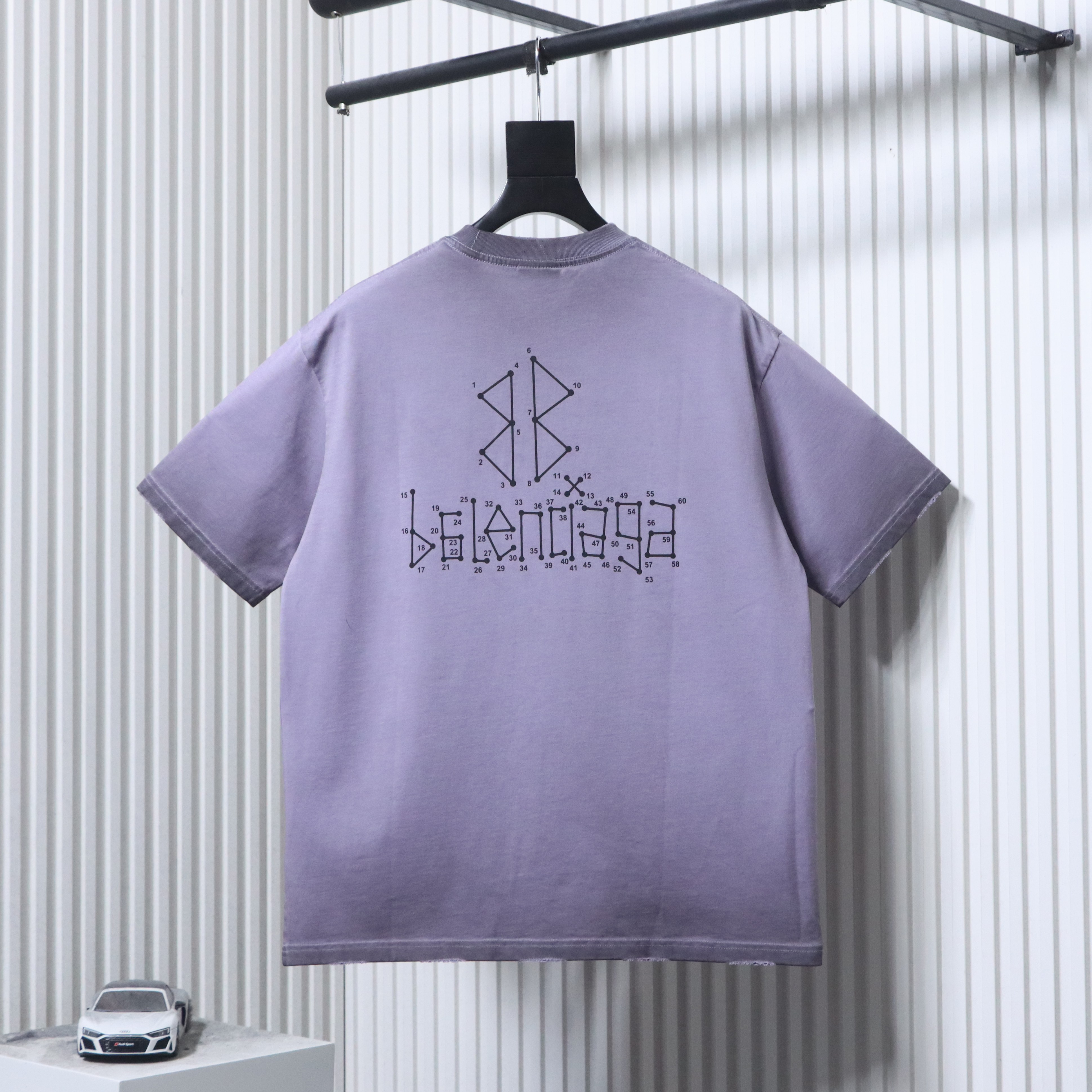 Balenciaga 3 Washed Mud-Dyed Geometric Logo Double-B Distressed T-shirt h160