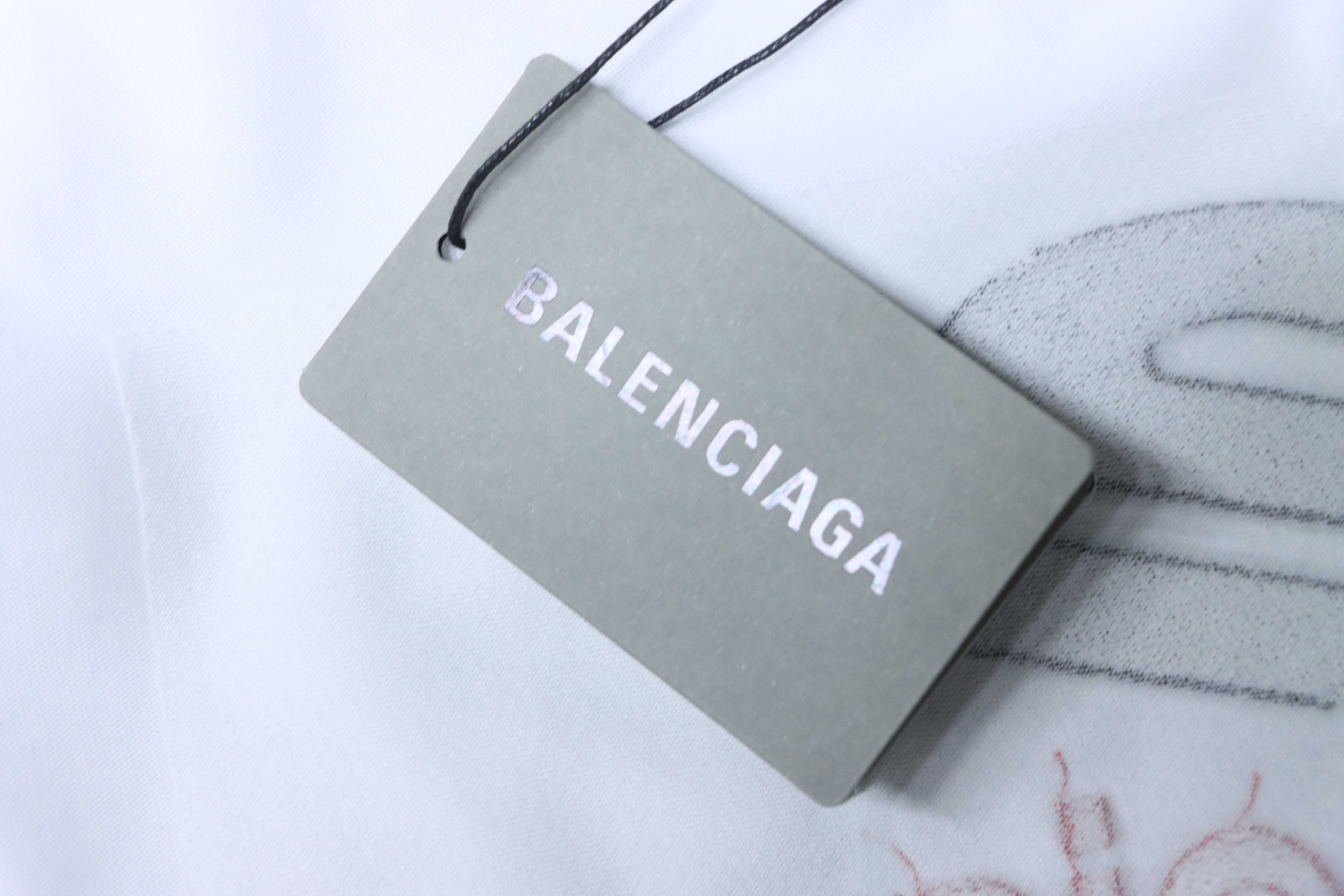 Balenciaga White 23SS 3M Embroidered Letter Washed T-shirt h140