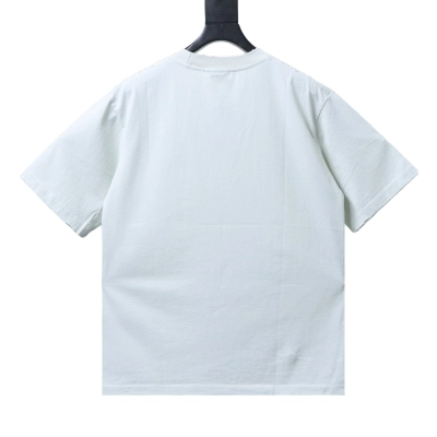Balenciaga White 25SS Reversed Letter Double-B Printed Washed Distressed T-shirt h150 02
