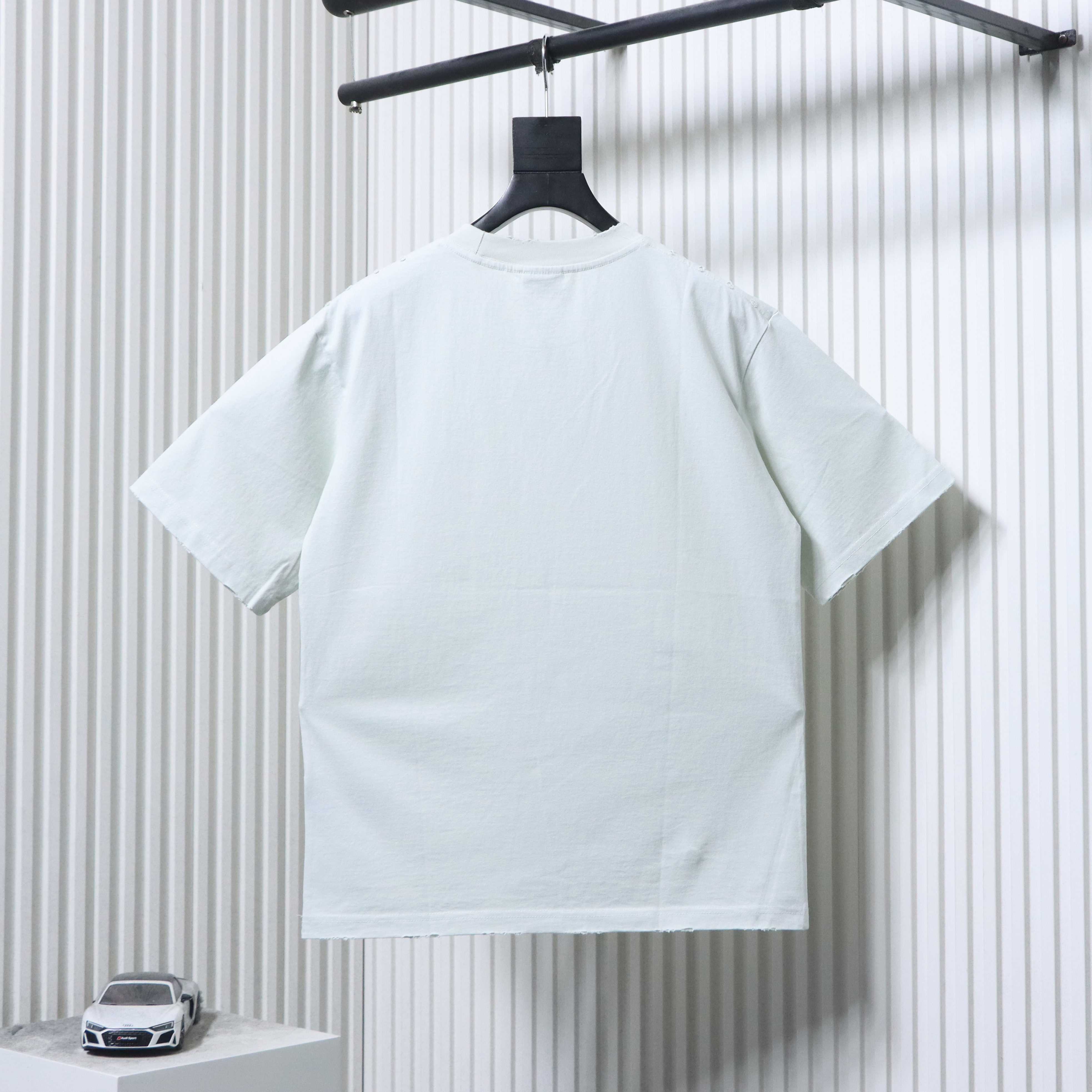 Balenciaga White 25SS Reversed Letter Double-B Printed Washed Distressed T-shirt h150