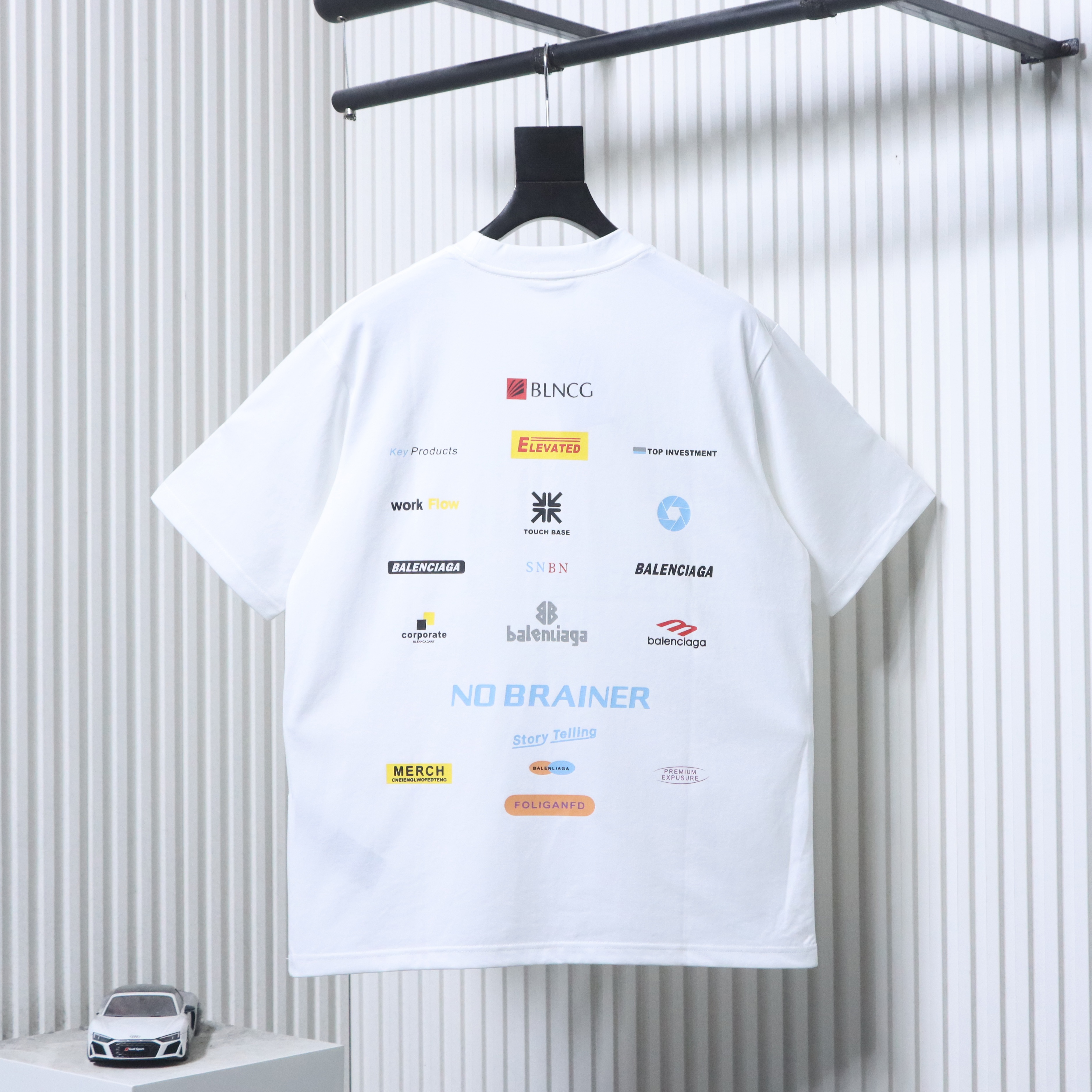 Balenciaga White 26SS Back Logo Printed Crewneck T-shirt h160