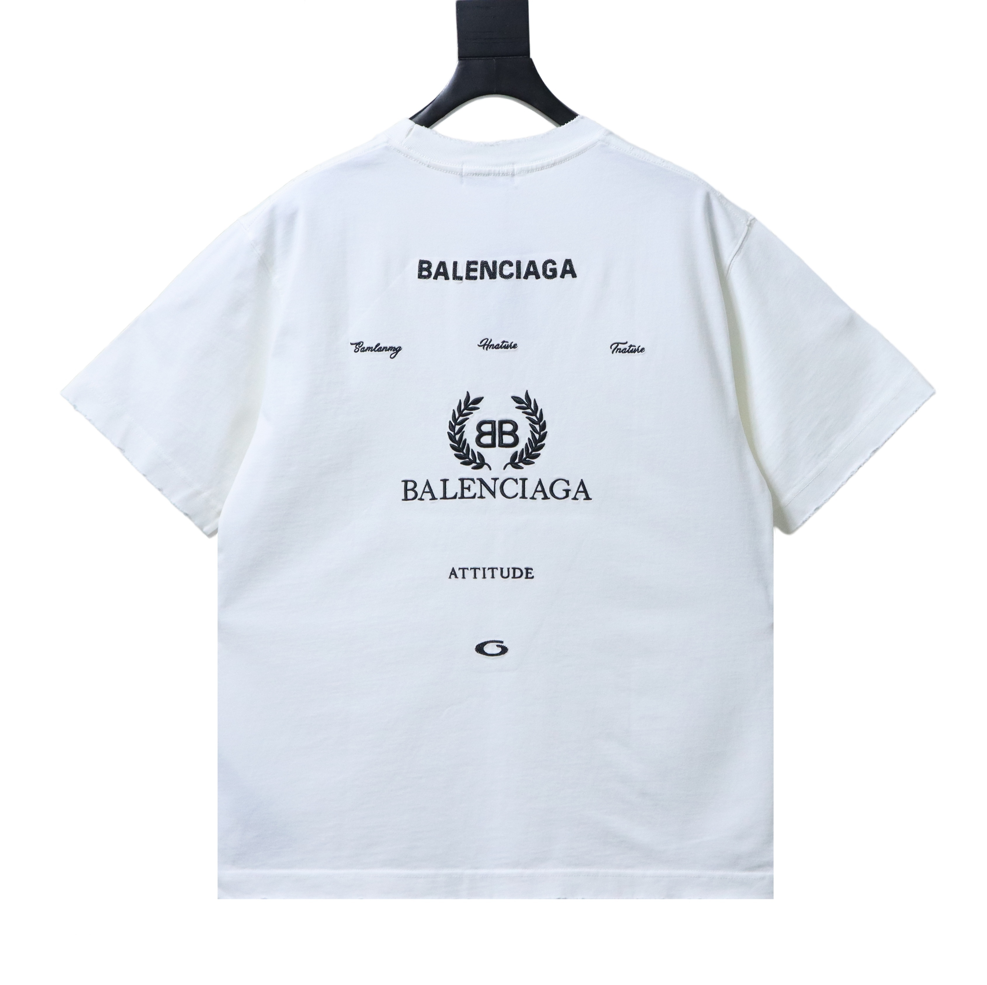Balenciaga White 26SS Back Wheat Embroidered T-shirt h170