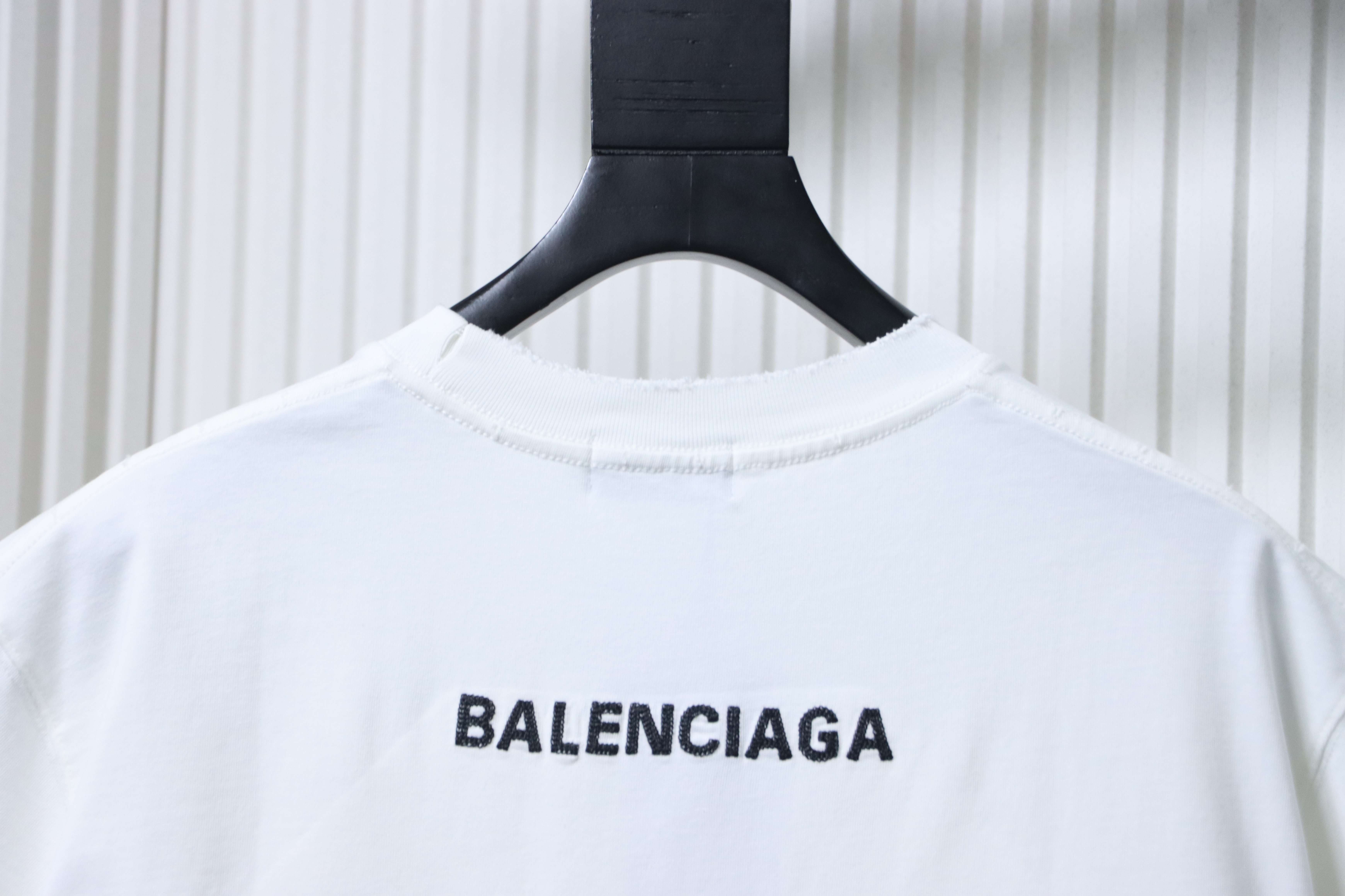 Balenciaga White 26SS Back Wheat Embroidered T-shirt h170