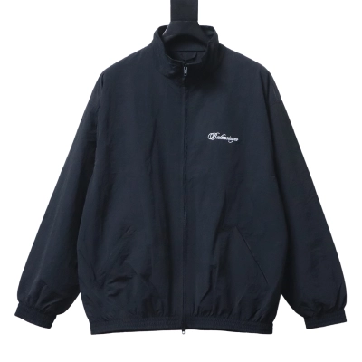 Balenciaga Black 26SS Cursive Signature Letter Embroidered Tracksuit Jacket h270 01