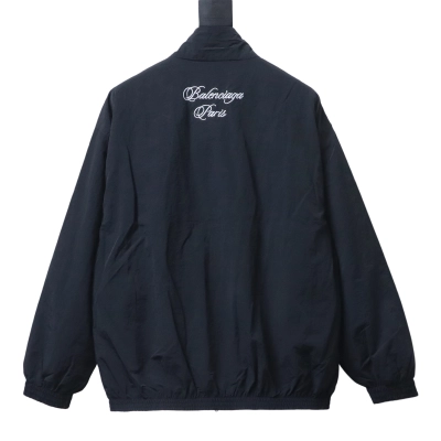 Balenciaga Black 26SS Cursive Signature Letter Embroidered Tracksuit Jacket h270 02