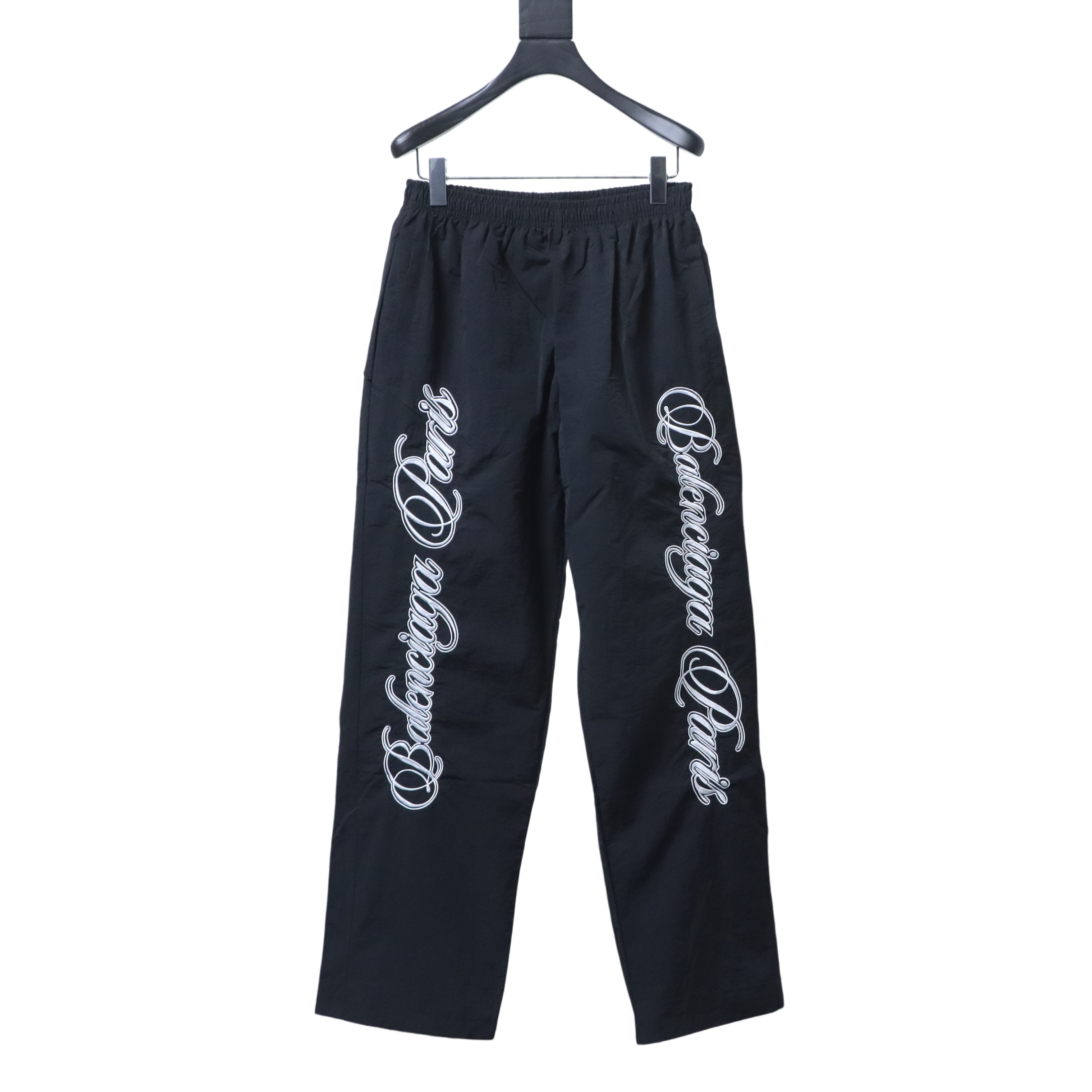 Balenciaga Black 26SS Cursive Signature Letter Embroidered Tracksuit Pants h230